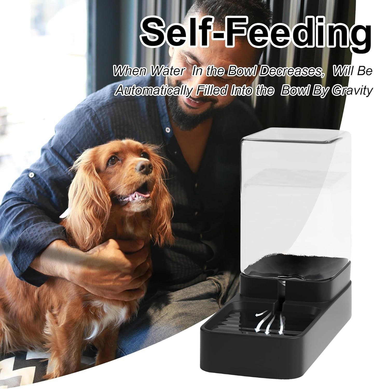 Automatic Cat Feeder and Water Dispenser in Set with Pet Food Bowl,Gravity Dog W