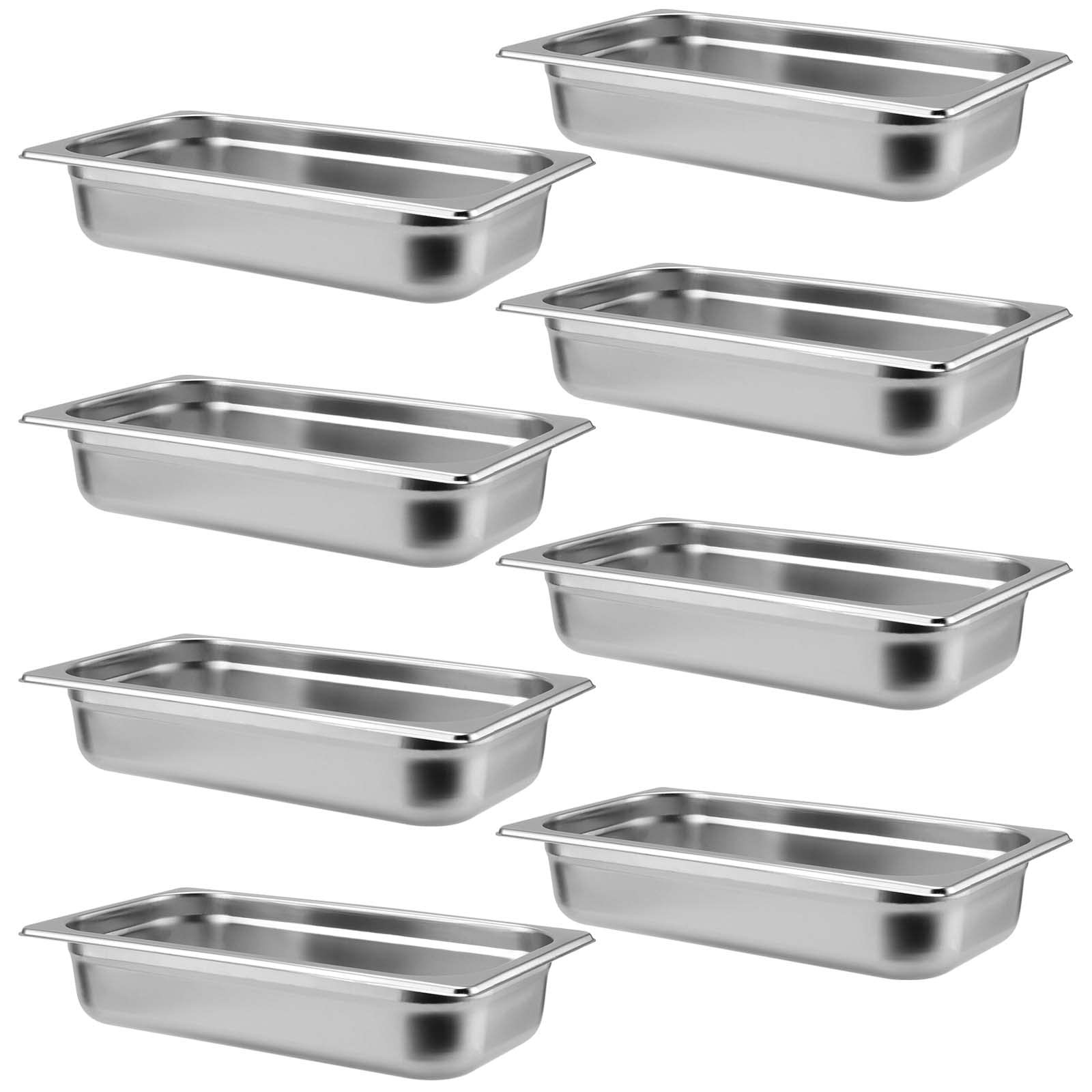 8 Pack Steam Table Pan 1/3 Size x 2.5 Inch Deep, Stainless Steel Anti-Jamming…