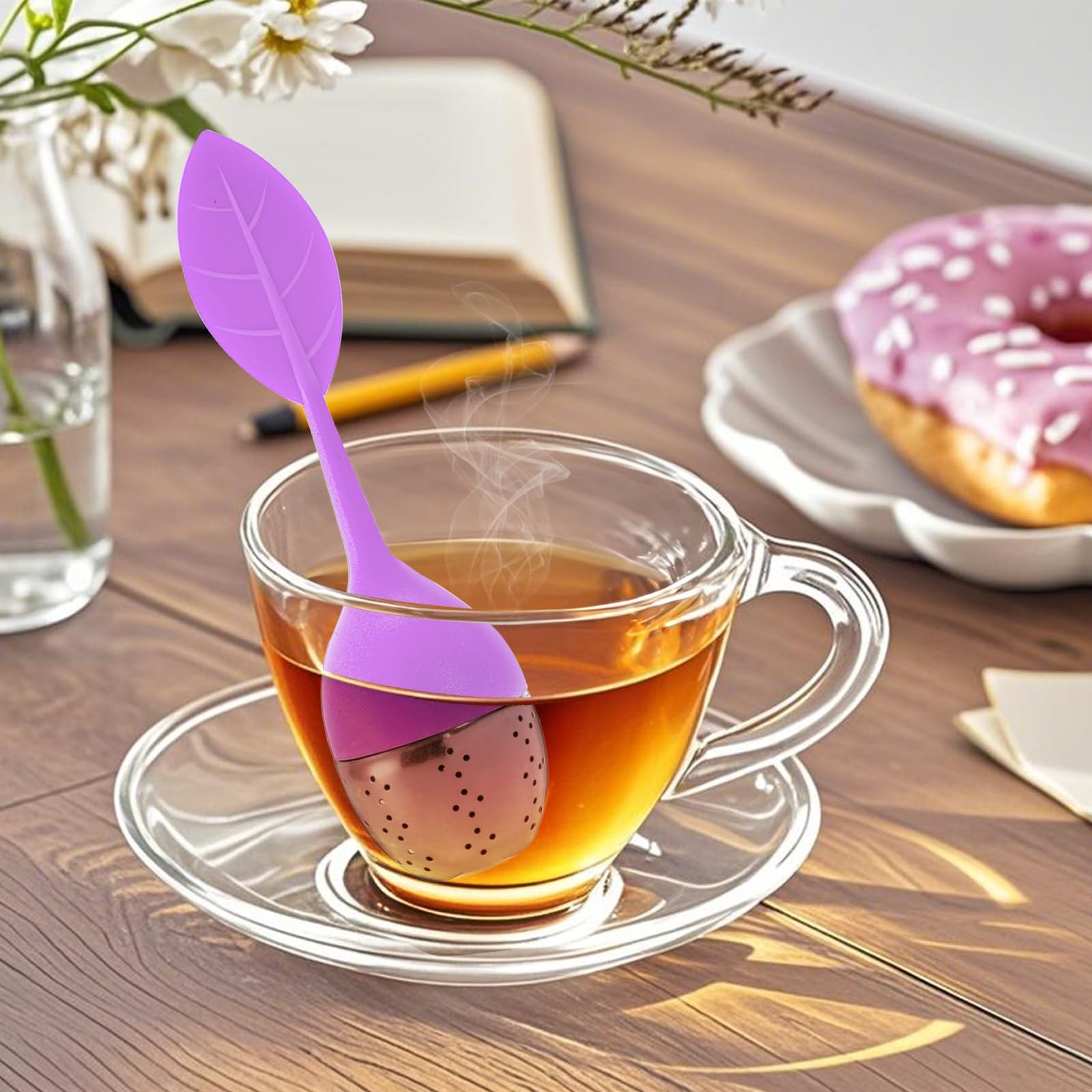 Bekith 7 Pack Silicone Tea Infuser, pink blue red yellow purple green orange