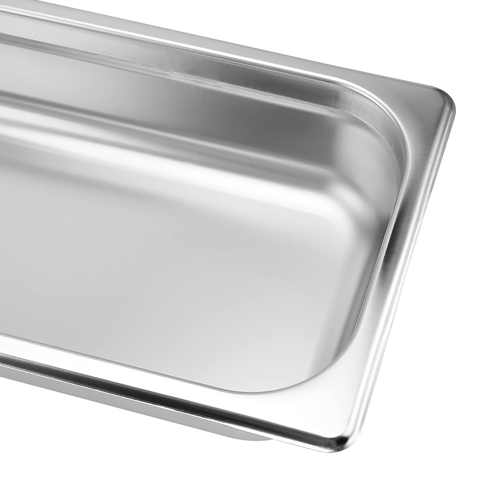 6 PCS 1/3 Size Steam Pan Commercial Stainless Steel Table Restaurant Silver