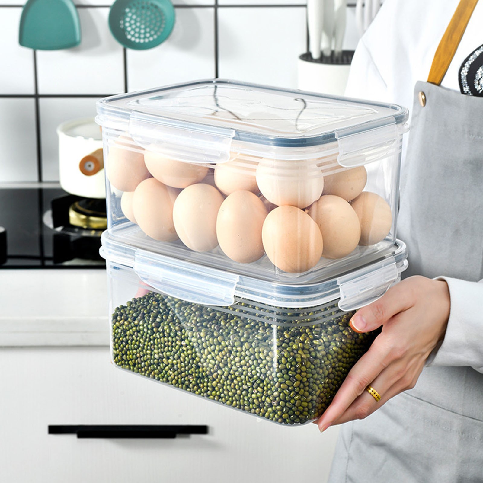 Transparent Drain Storage Basket Box For Quick Draining In Kitchen Supplies