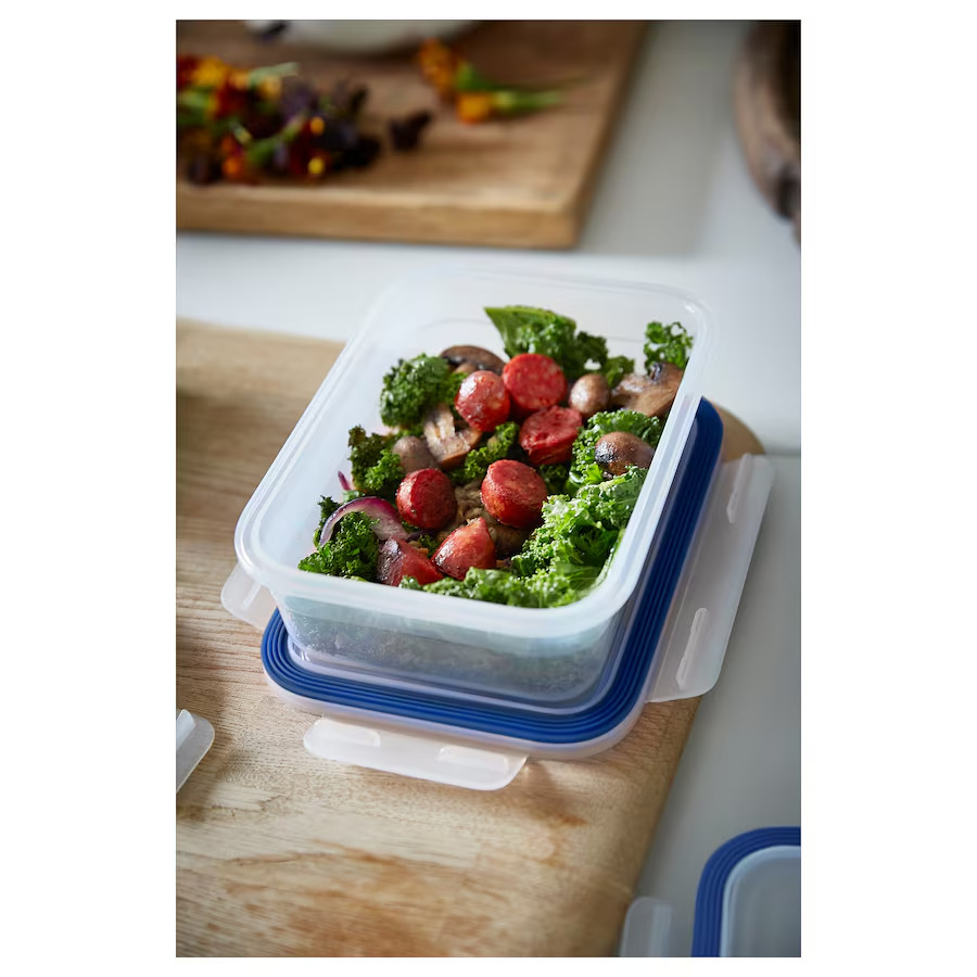 New IKEA 365 Food container with lid, rectangular/plastic, 34oz, microwave safe