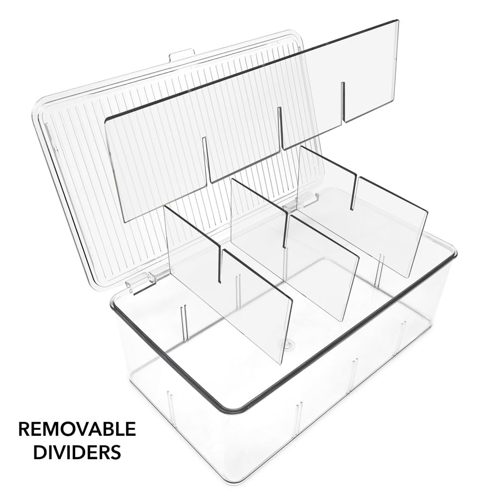 Isaac Jacobs Divided Clear Plastic Organizer (10.88″ x 6.63″ x 3.75″)