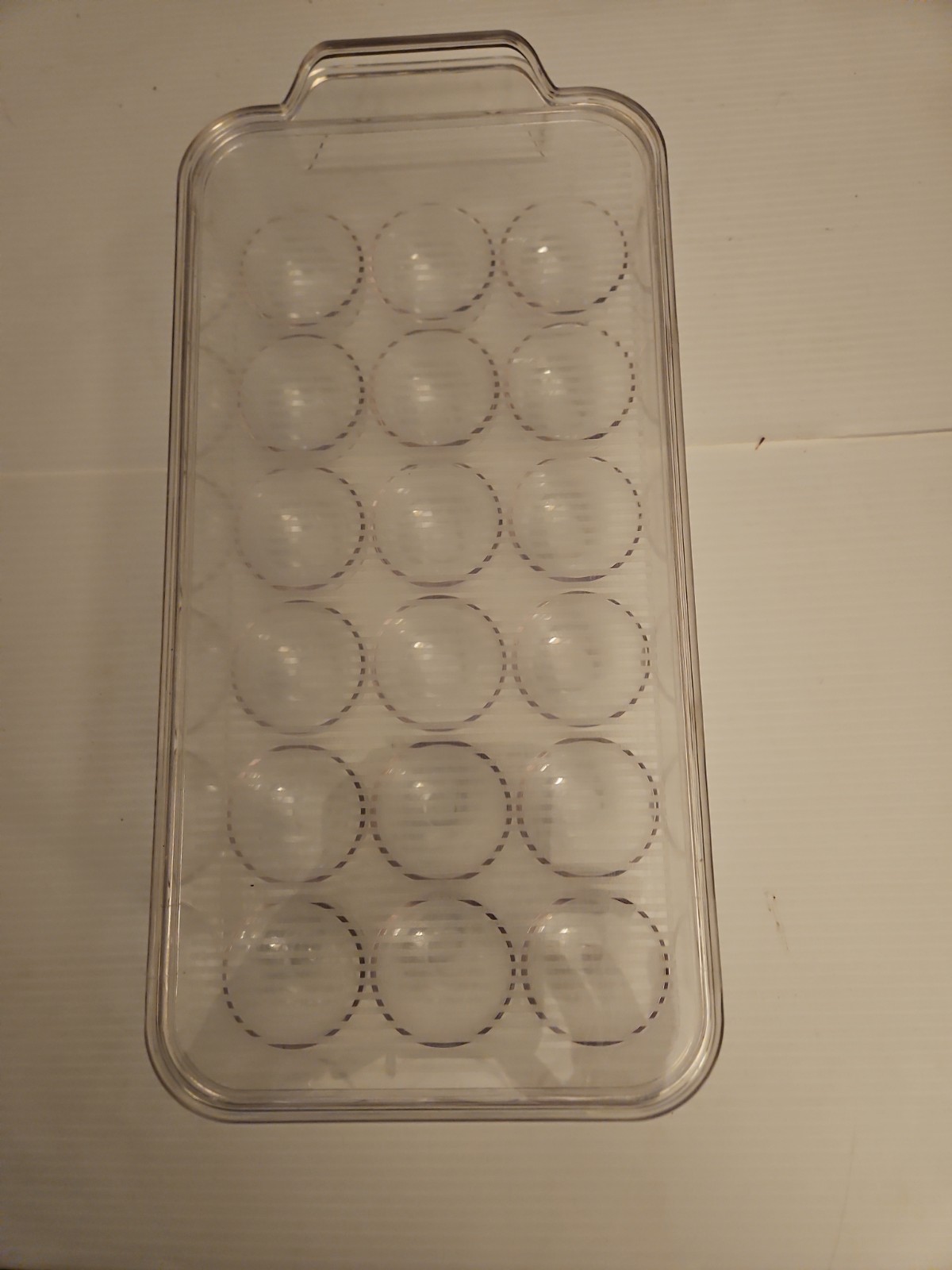 18 Egg Holder Carrier w Lid Clear Plastic Refrigerator Storage Tray