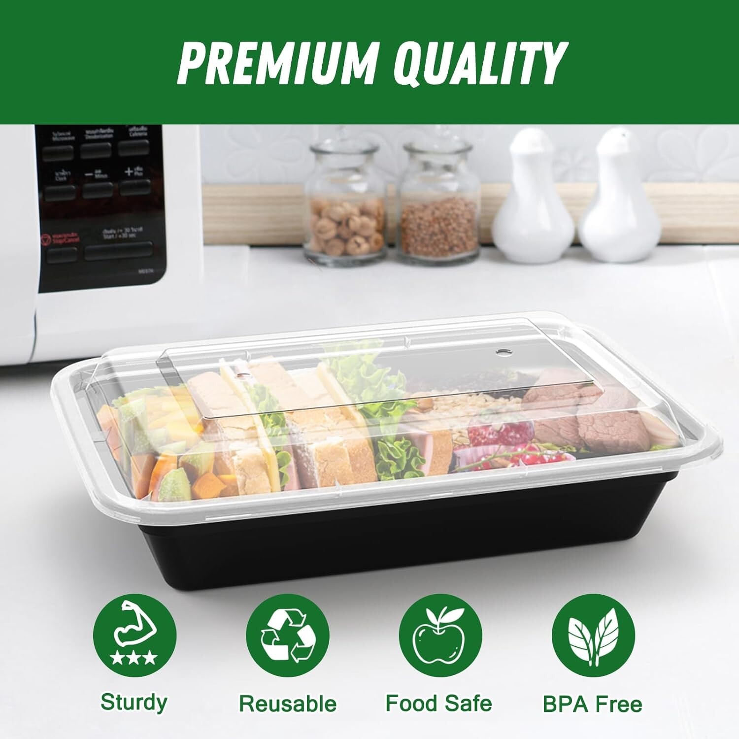 Stackable 50-Pack Meal Prep Containers – 28 oz, Dishwasher Safe and Leakproof