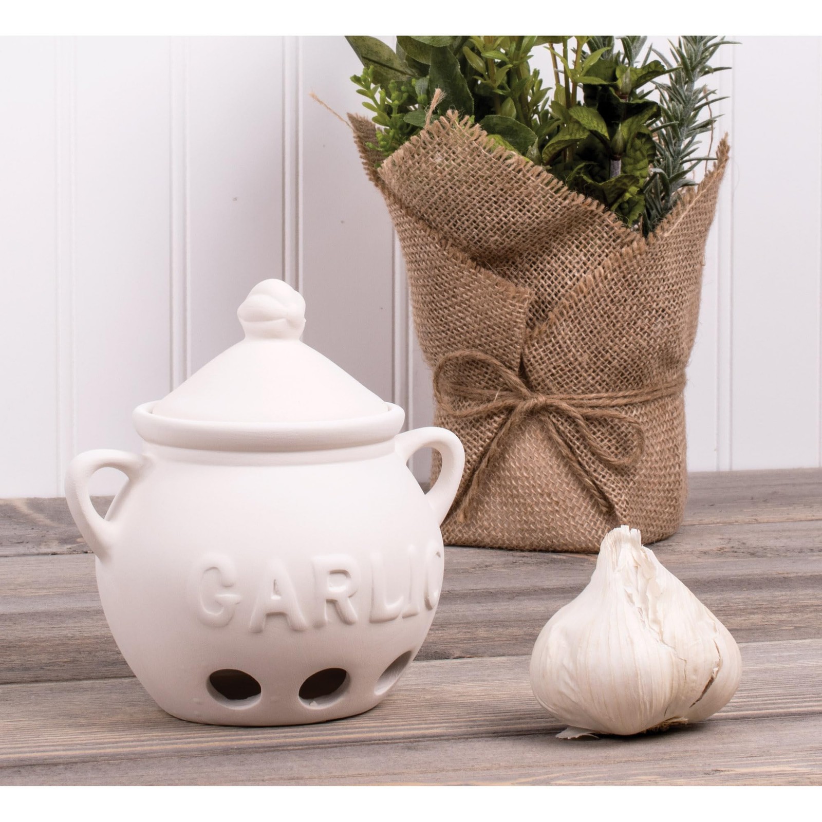 Fantes Garlic Keeper, Unglazed Earthenware Ceramic, The Italian Market Origin…