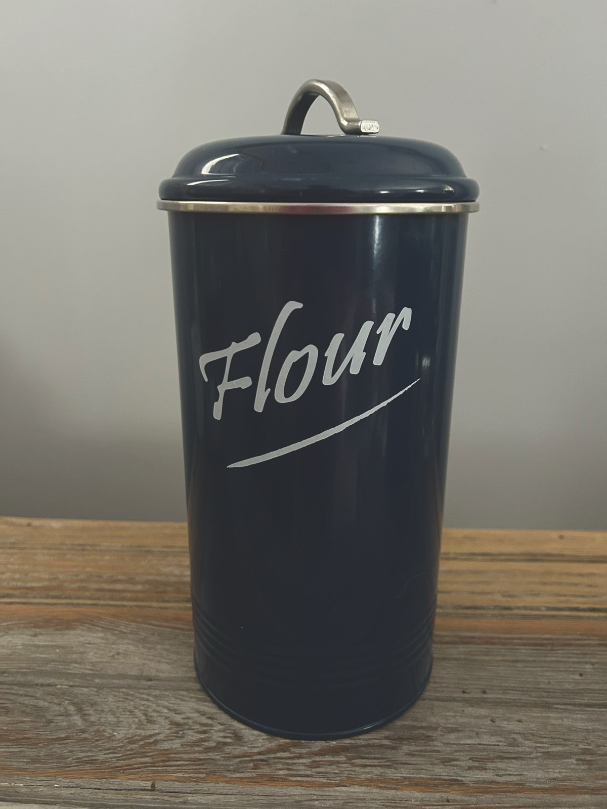 Canister FLOUR Navy Blue Food Storage Canisters Containers Carbon Steel HILLBOND