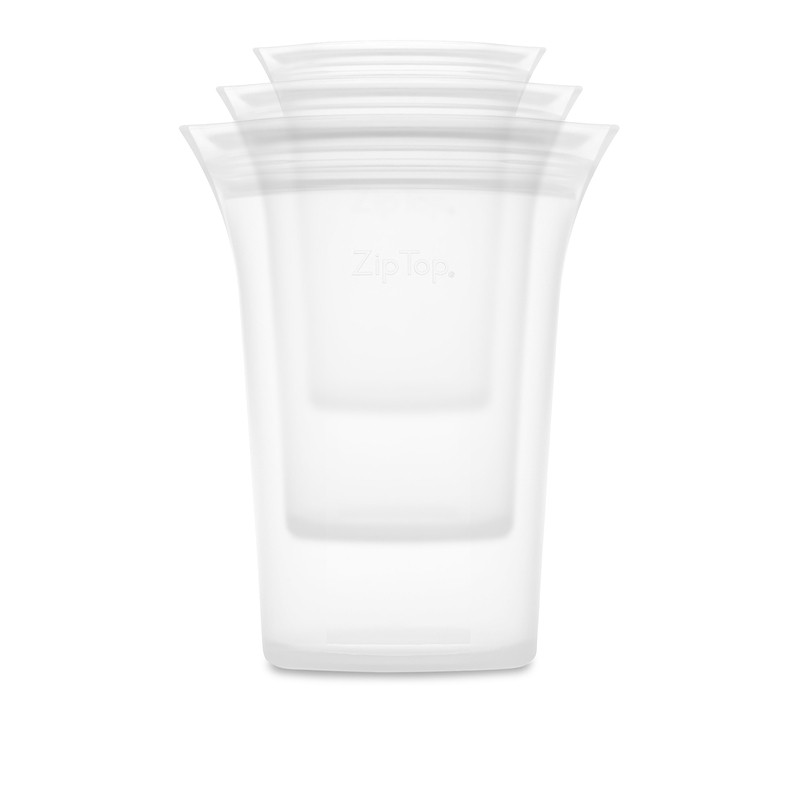 Zip Top Frost Oval Food Storage Container Set Platinum Silicone