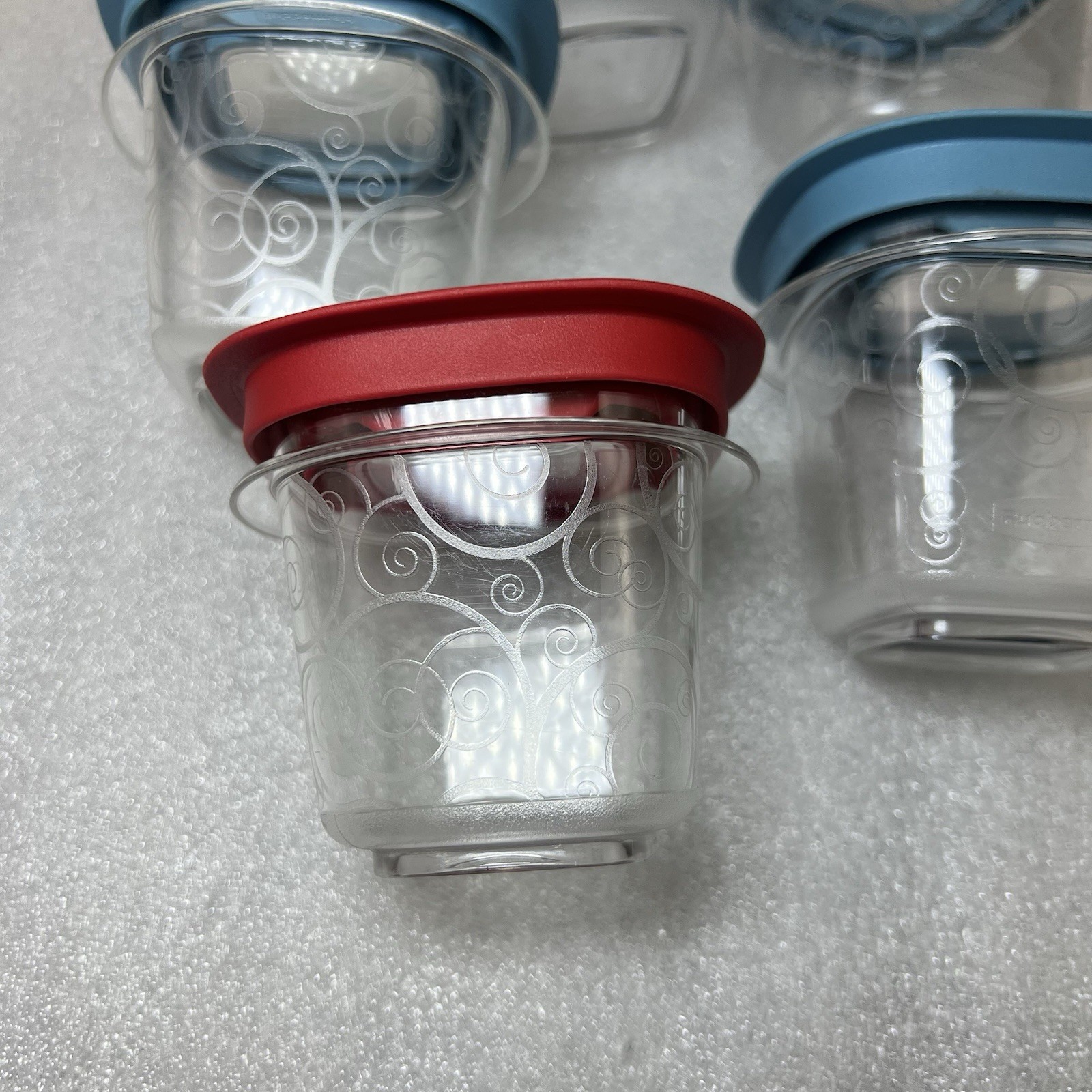 5 RUBBERMAID 4oz Premier Food Snacks Storage Containers & Lids Window Swirl