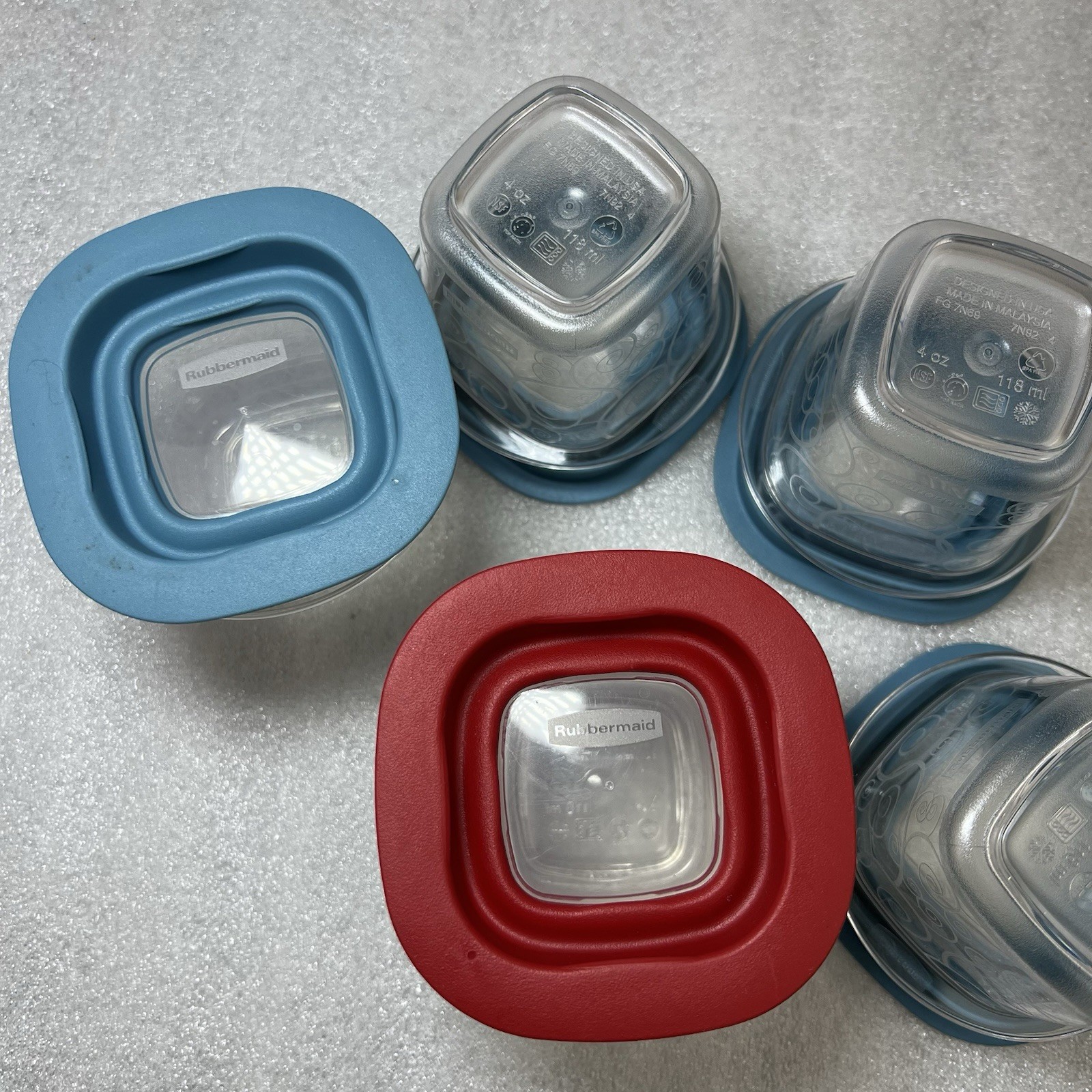 5 RUBBERMAID 4oz Premier Food Snacks Storage Containers & Lids Window Swirl