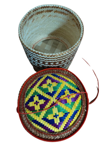 Bamboo Basket Vintage Thai Handicraft Kratip Serving Jar Shape Sticky Rice 5′