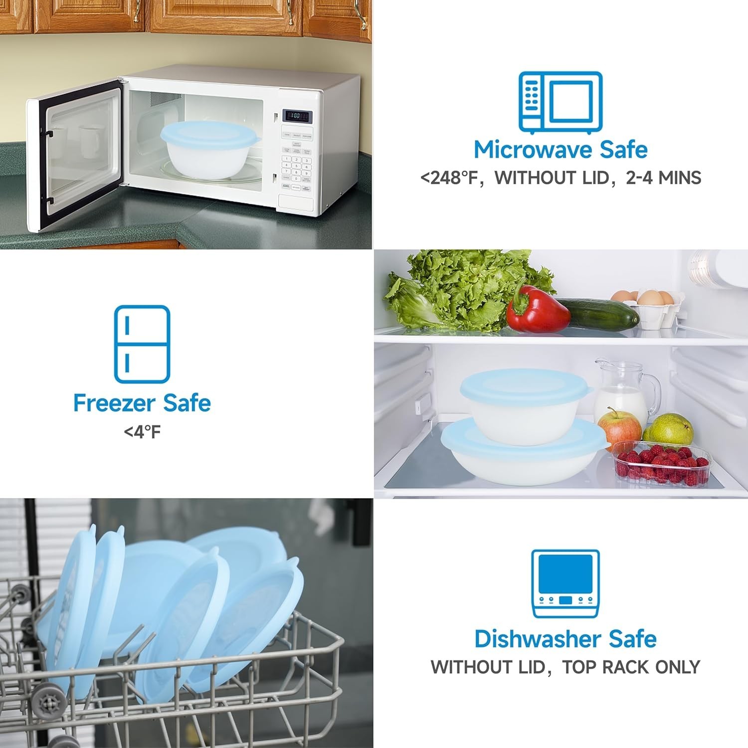 Silicone Lids for Soup Bowls 28 Oz Food Grade Leak Proof Microwave Dishwasher