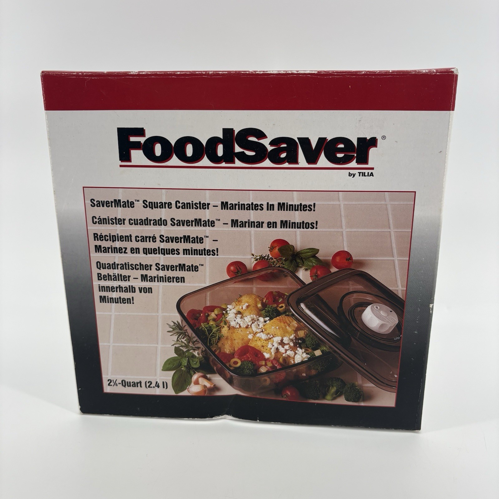 FoodSaver SaverMate 2 1/4 qt Square Marinating In Minutes Canister New VTG 1996!