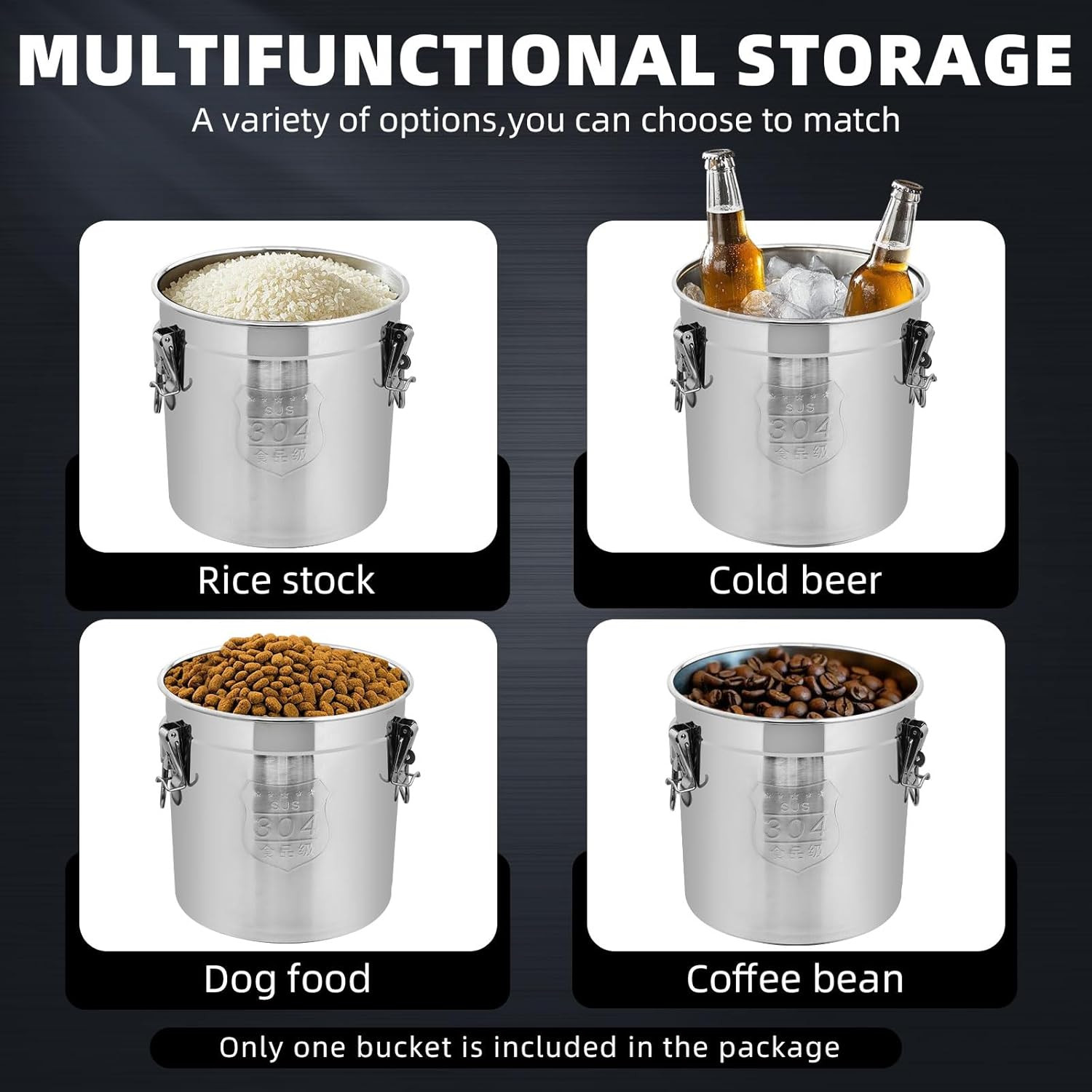 21L/5.5 Gal 304 Stainless Steel Containers with Lids 710 Oz Stainless Steel Airt