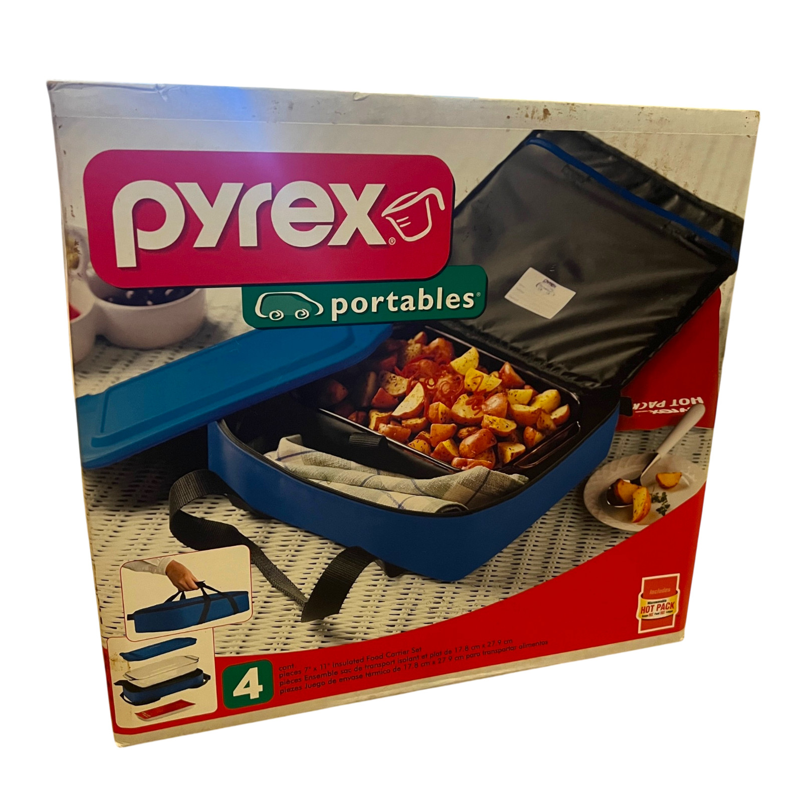 Pyrex Portables 4 Pc Insulated Food Carrier Set 2 Qt Thermal Pack NIB Sealed