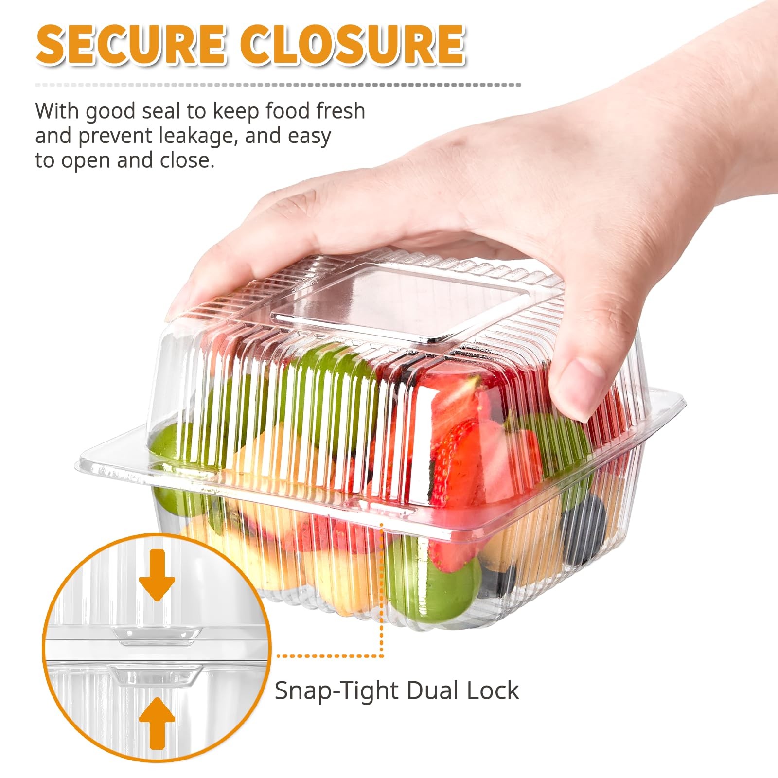 Envases de plástico transparente para comida para llevar, envases cuadrados