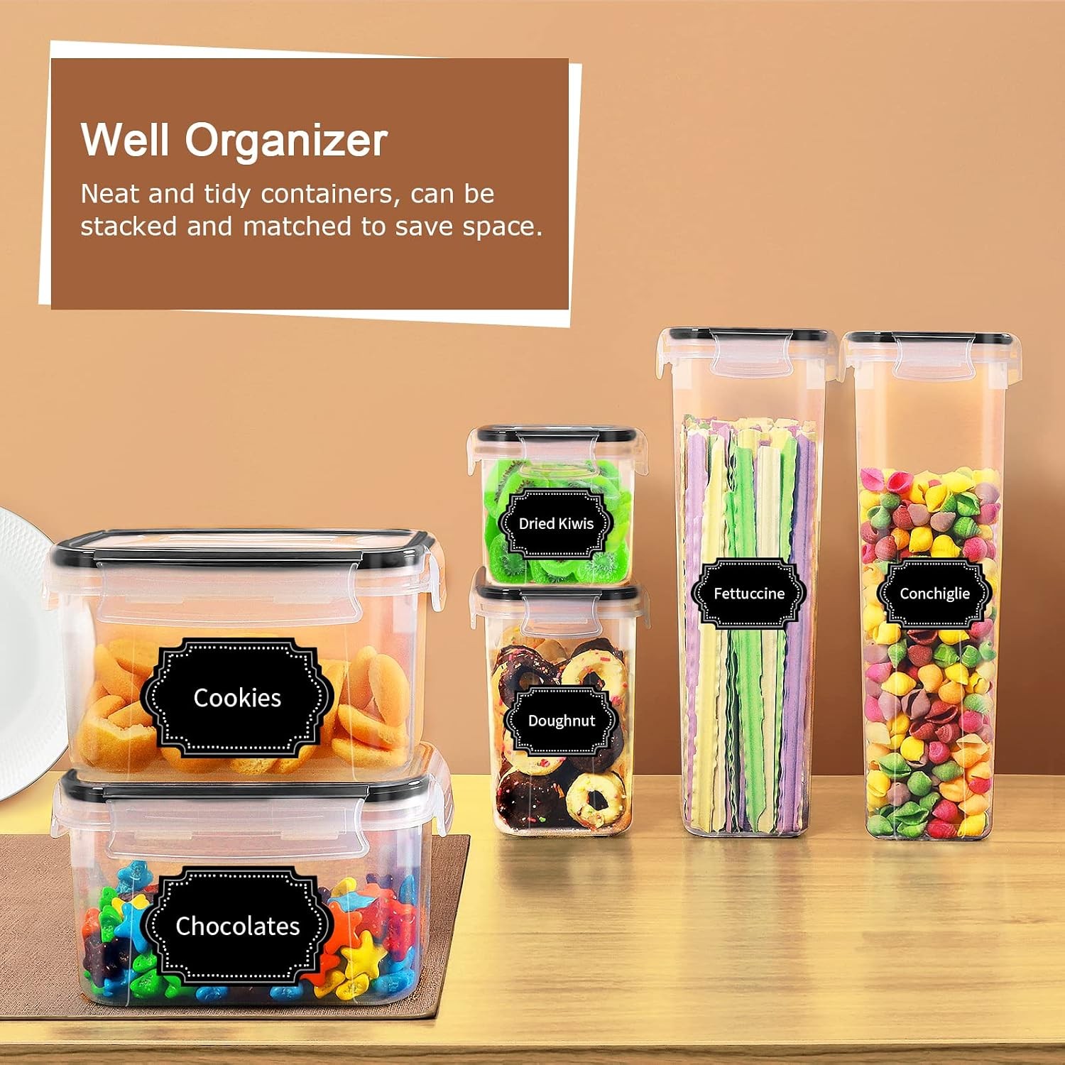 Airtight Food Storage Containers Set 16 Pcs BPA Free Plastic Dry Food Canisters