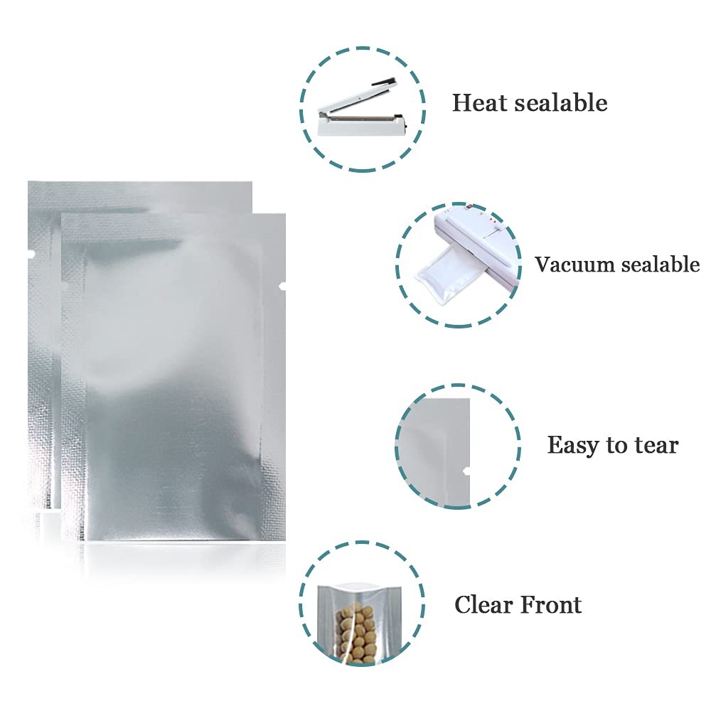 500 Pack 2×2.8 inch (1.6×2.4 inch Inside Size) Clear Front Mylar Heat Seal Po…