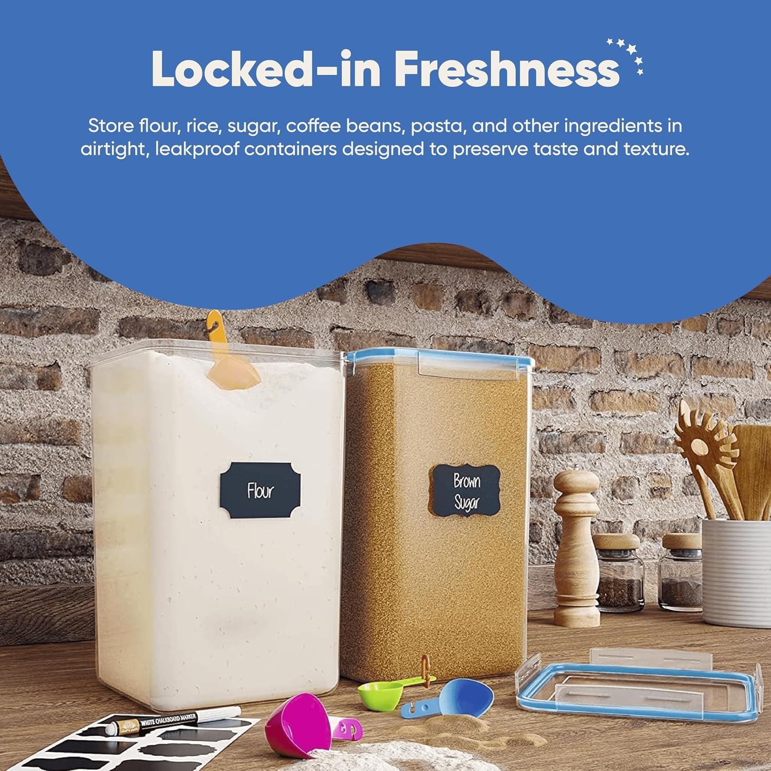 Extra Large Airtight Food Storage Containers Set, 2 Pack, 6.5L – Durable & Clear