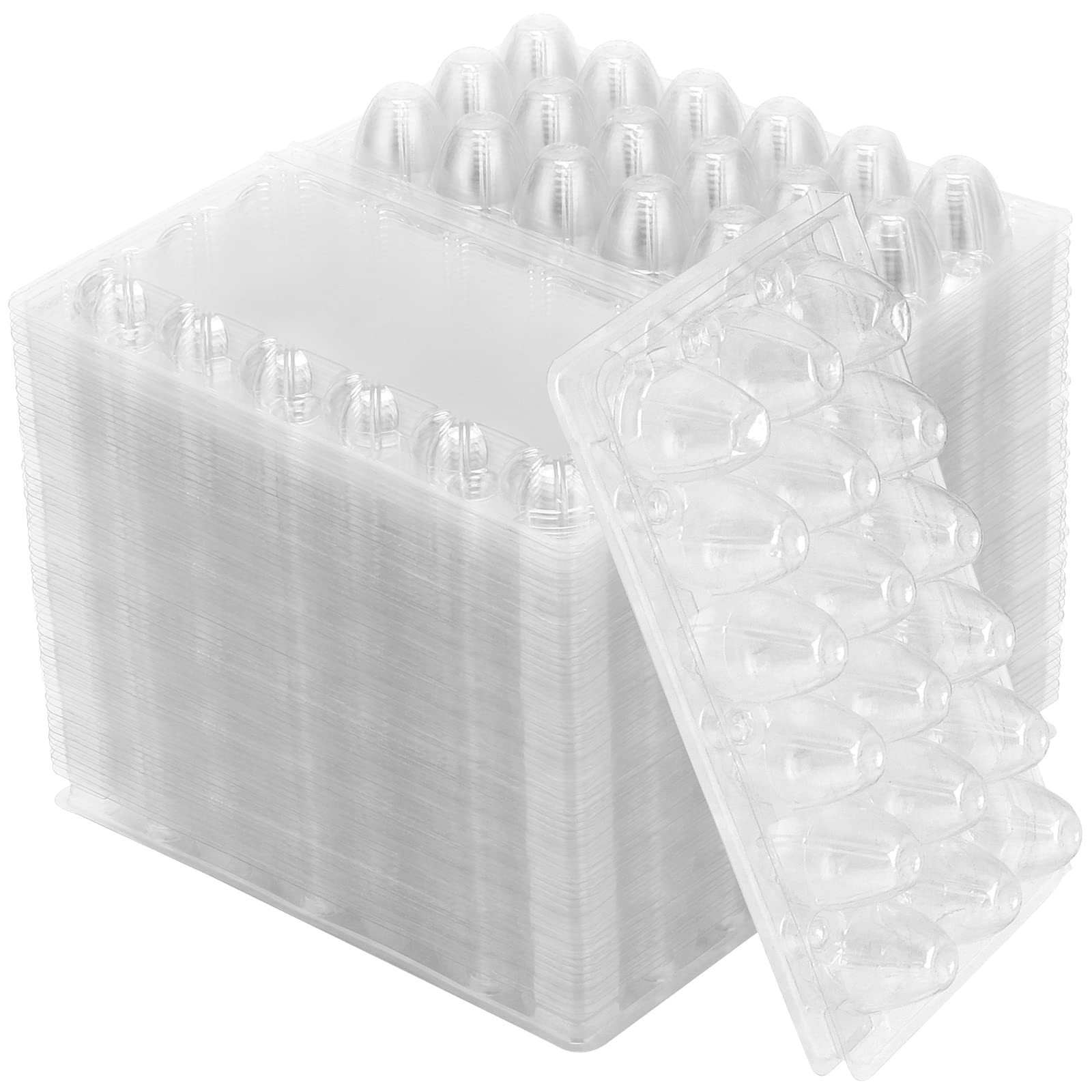 120 PCS Clear Stackable Plastic Quail Egg Carton 18 Grid Reusable Container