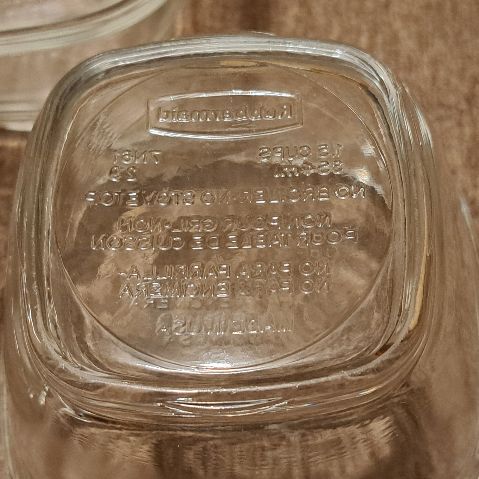 3X RUBBERMAID 354cc 1.5 CUP SQUARE GLASS BOWL 7N61 FOOD STORAGE CONTAINER NO LID