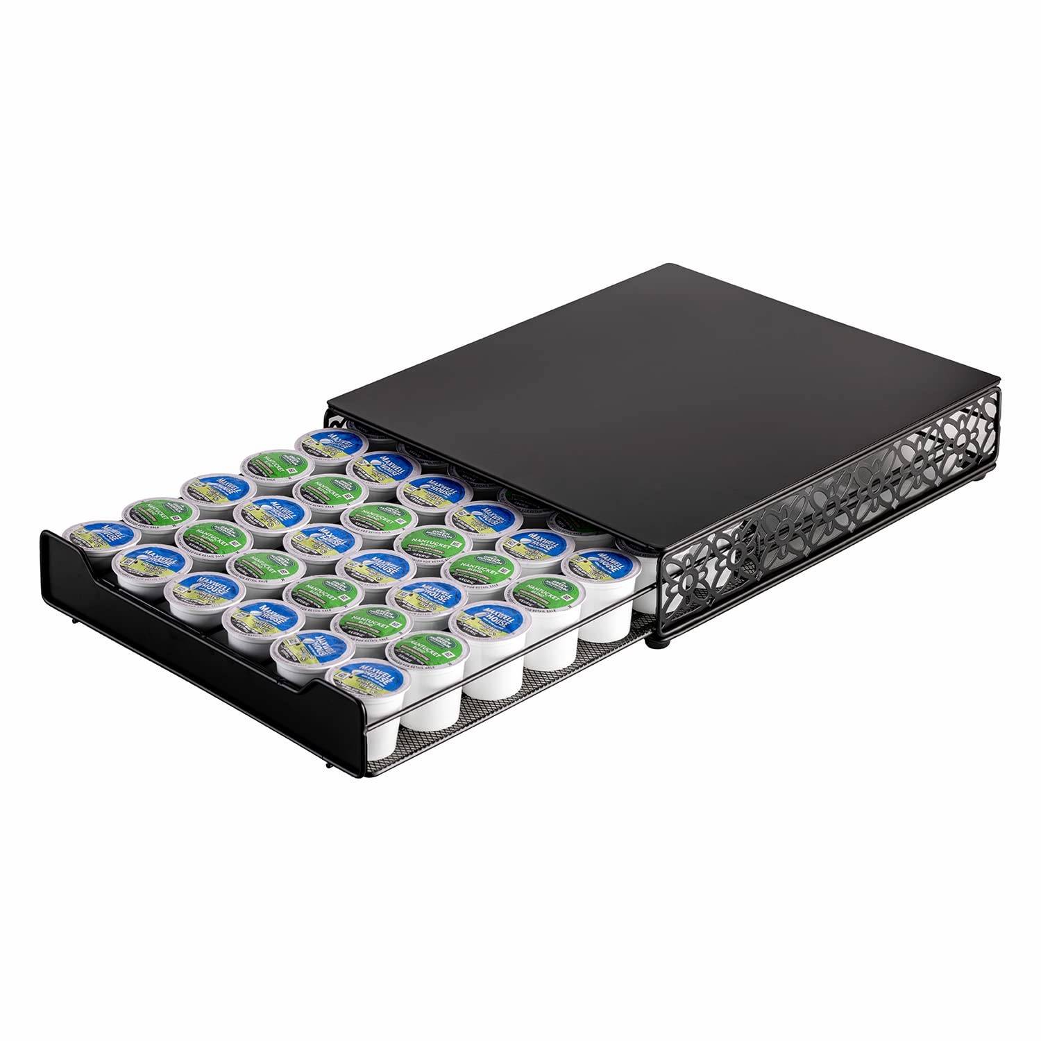Flagship Coffee Pod Storage Drawer, Organizer for Keurig (42 Pods, Iron) black