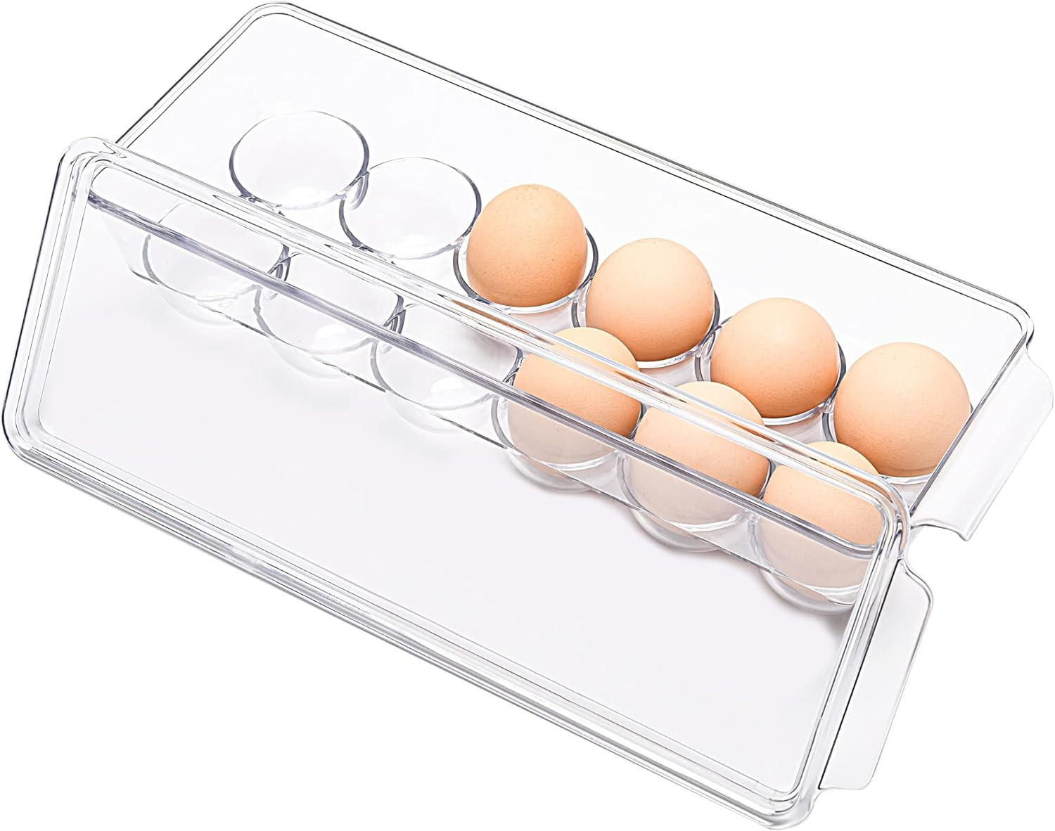 12 Eggs Holder for Refrigerator, Clear Egg Container for Fridge, Kitchen