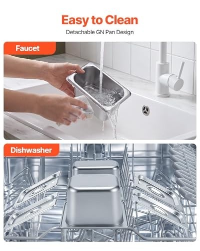 VEVOR Stainless Steel Salad Server Tray Buffet Condiment Dispenser