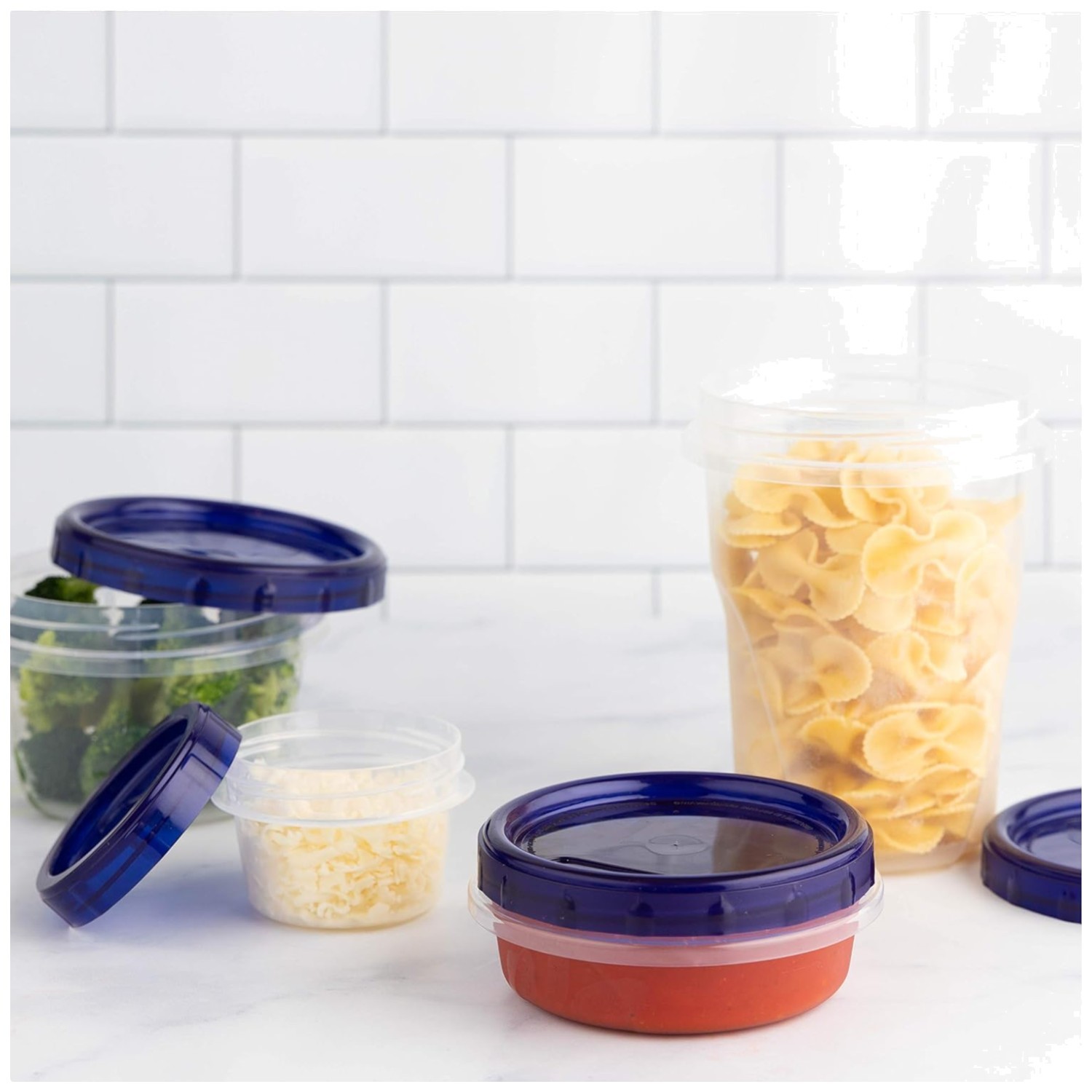 Twist Top Deli Containers – Clear Bottom, Blue Lids