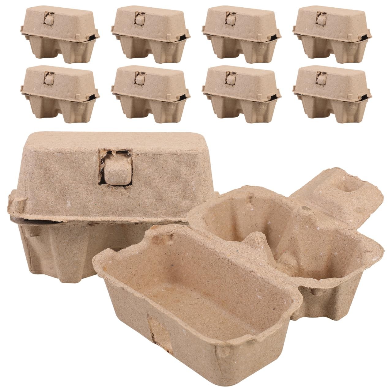 25 PCS Egg Cartons Bulk 2 Count Natural Paper Pulp Reusable Storage Tray