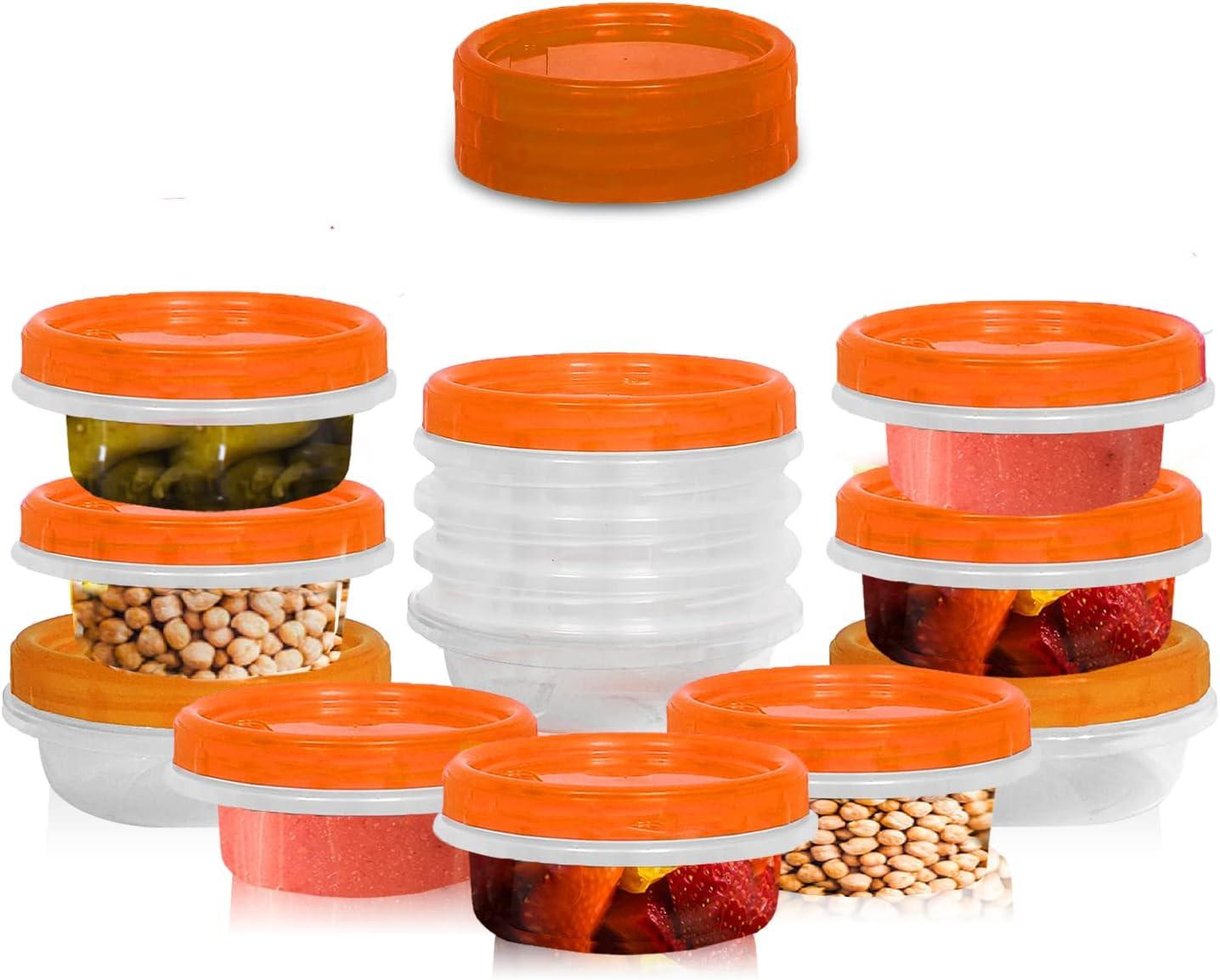[Orange – 12 Pk] Airtight Deli Containers with Lids Twist Lock Top Clear Food St