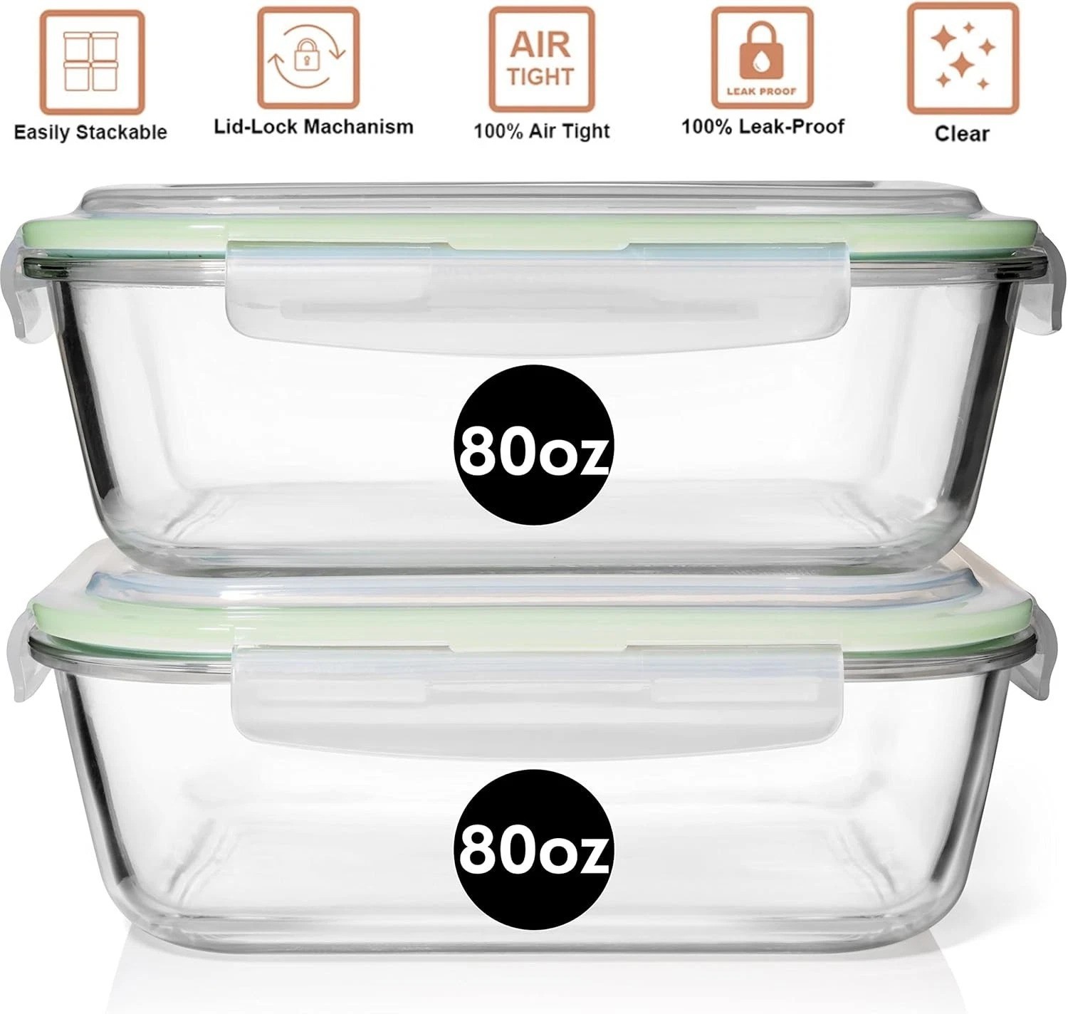 80 Oz Glass Food Storage Containers – Airtight and BPA-Free Set of 4