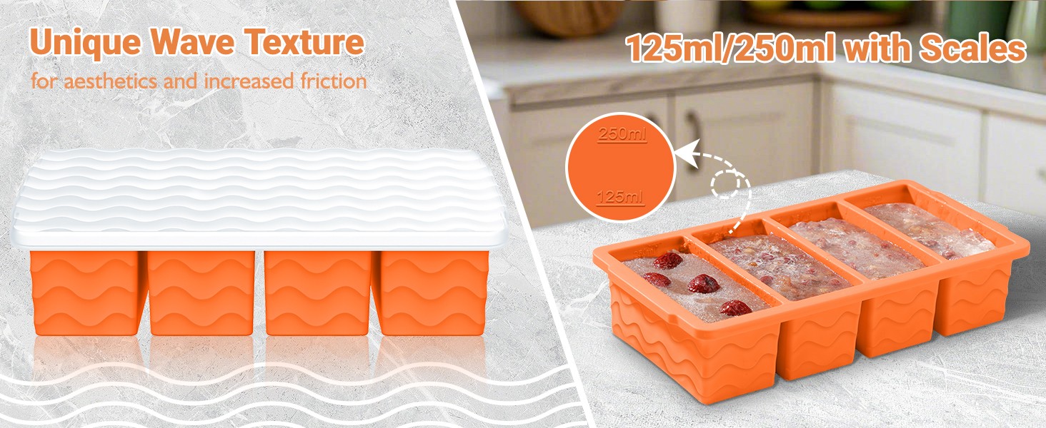 Silicone Freezer Molds for Soup with Lid – 1-Cup Soup Container Style Ice Cube
