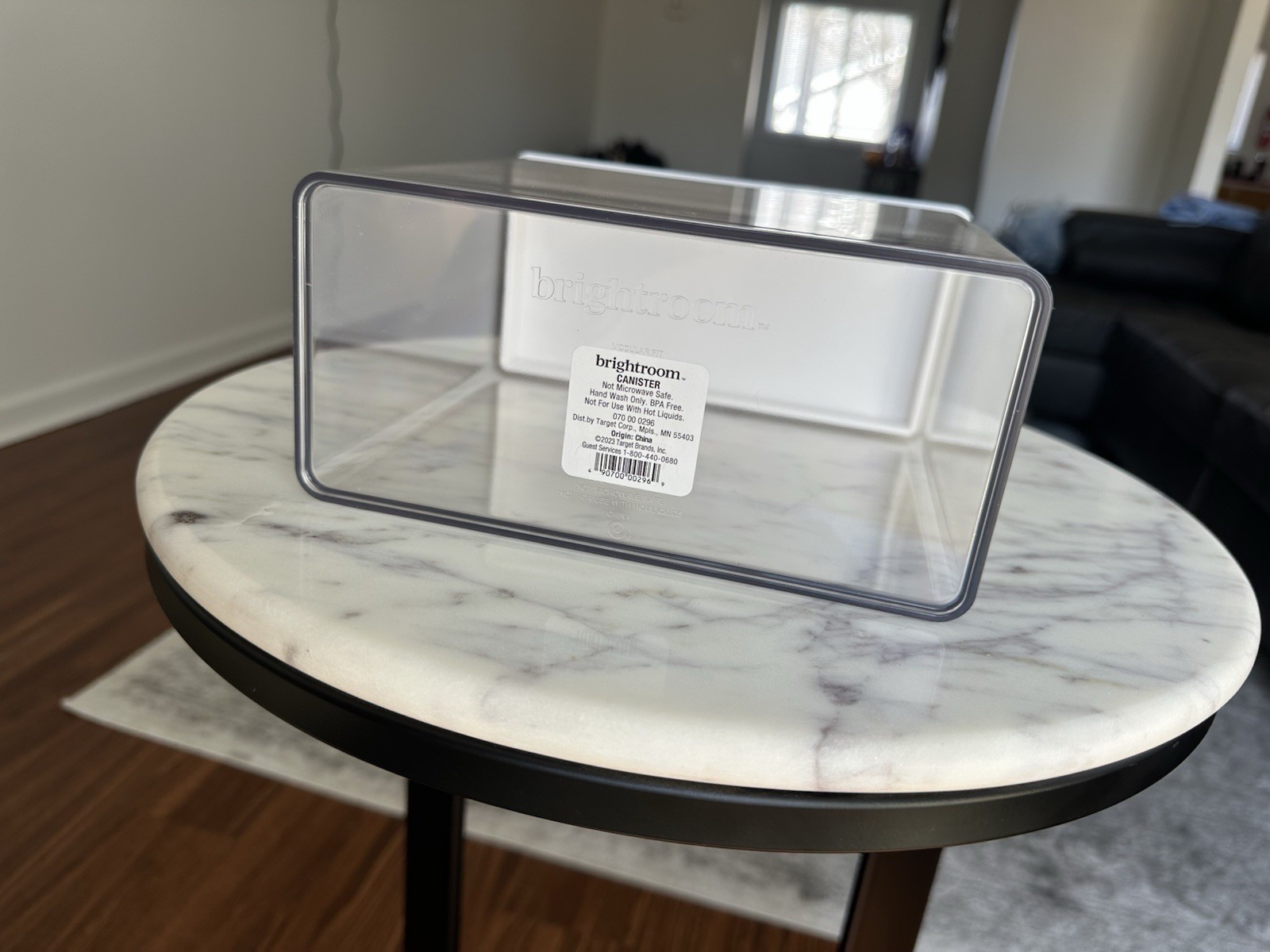 Brightroom 3.7 qt Rectangular Clear Plastic Canister with Snap Lid, White