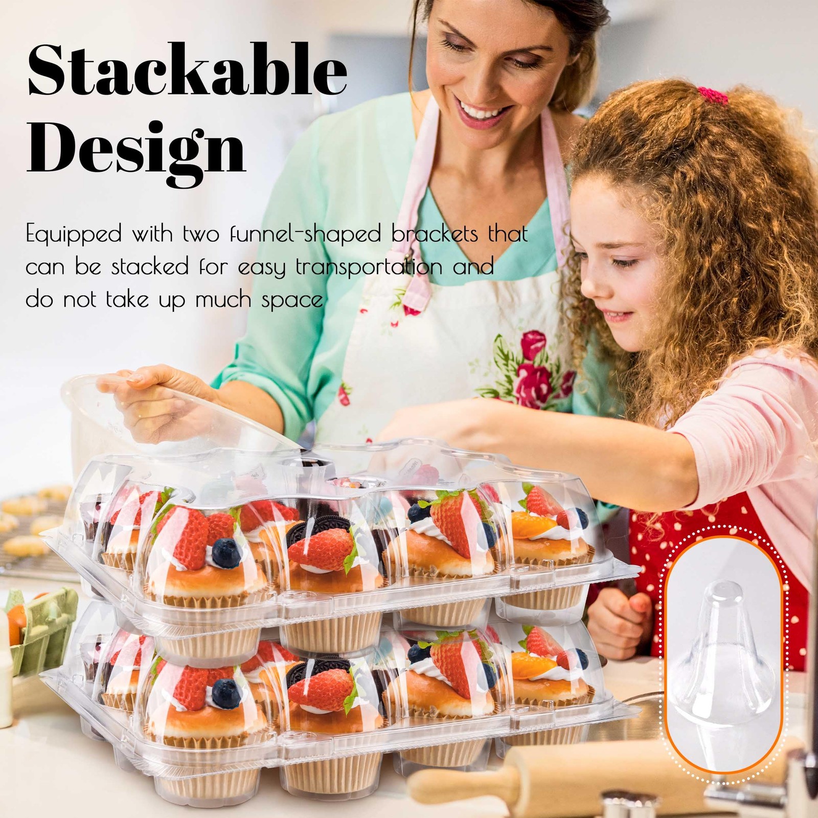 NPLUX 12 Count Cupcake Containers 12 Pack 12.2×9.5×3.5inch, Clear