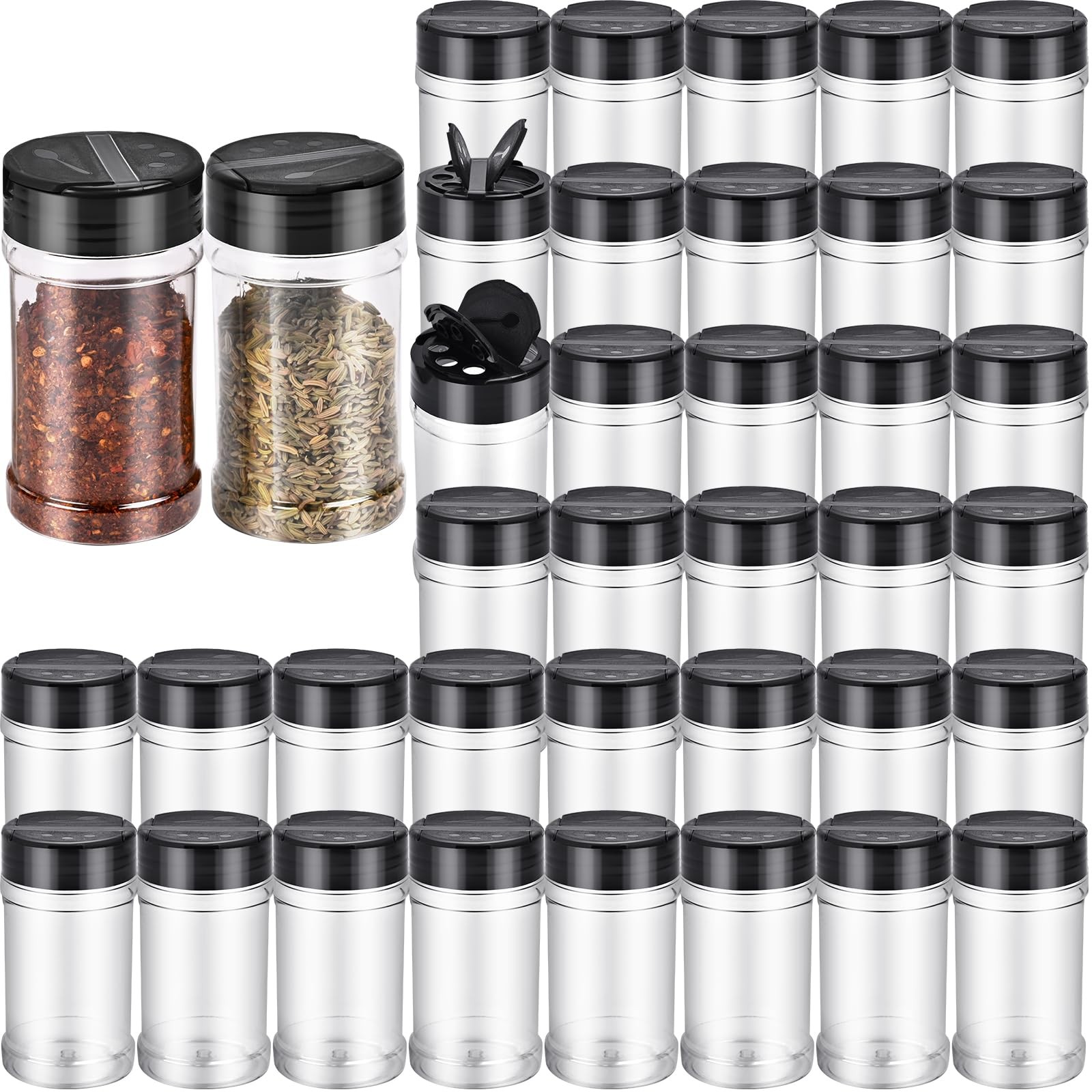 PPXHFV 36pcs 5.5oz plastic spice jars with shaker lids, plastic spice jars,se…