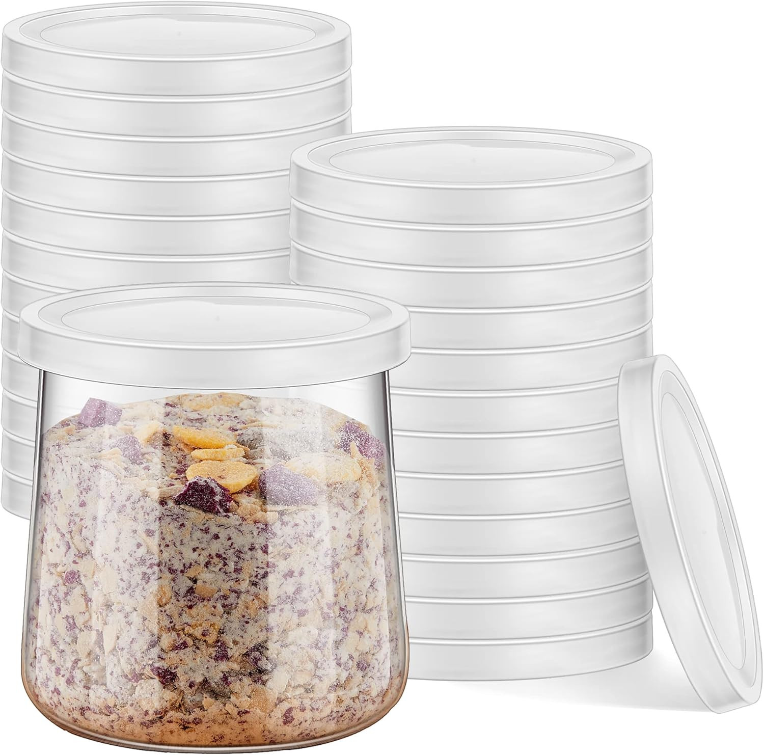 24 Pieces Yogurt Container Lids Clear Plastic Jar Lids Not Included Jar Replacem