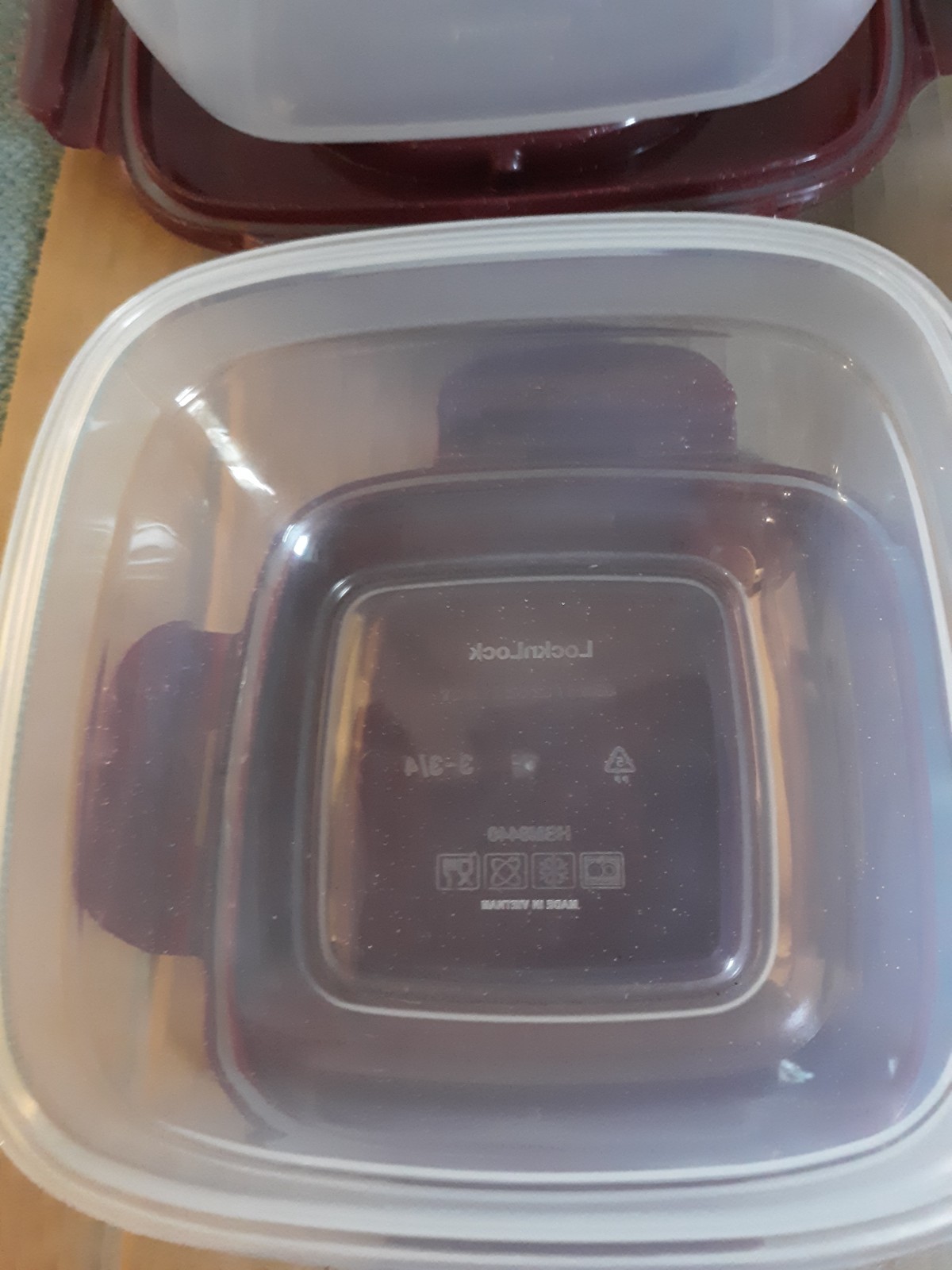 LocknLock 4pc Nestable Containers w/ Handle Lid Mystic Sparkle Red