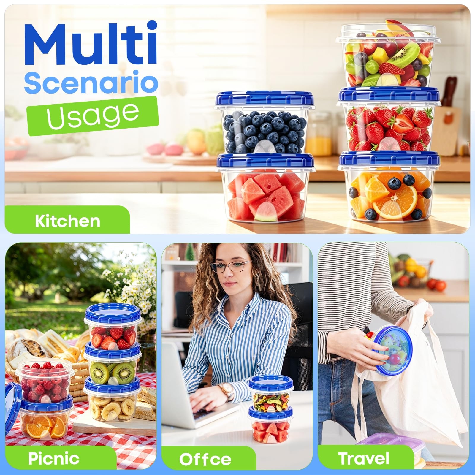Freezer Storage Containers, 6 Pack-16 Oz Food Storage Containers with Twist T…