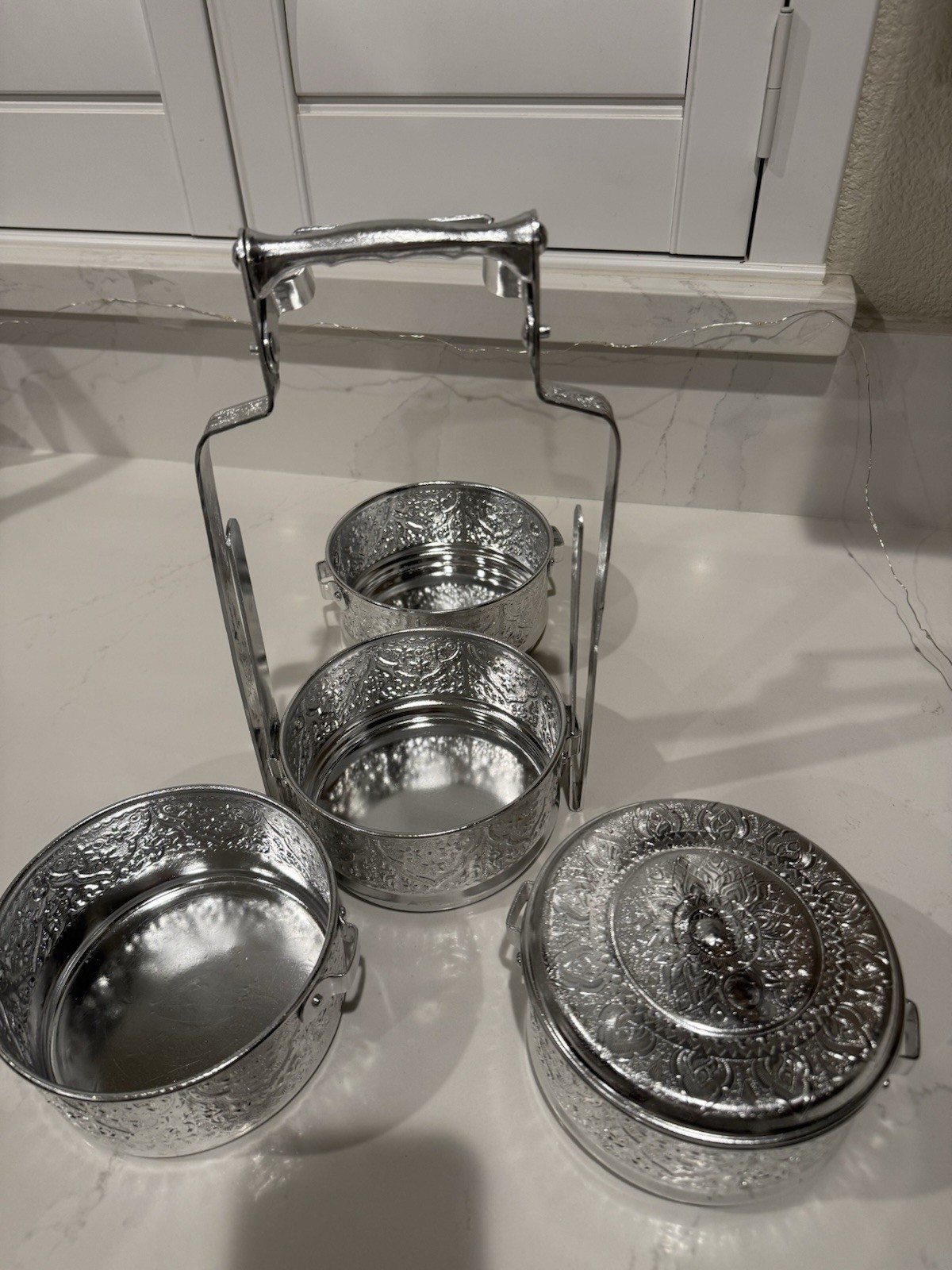 Tiffin Silver Stackable Snack Containers (4 compartments)