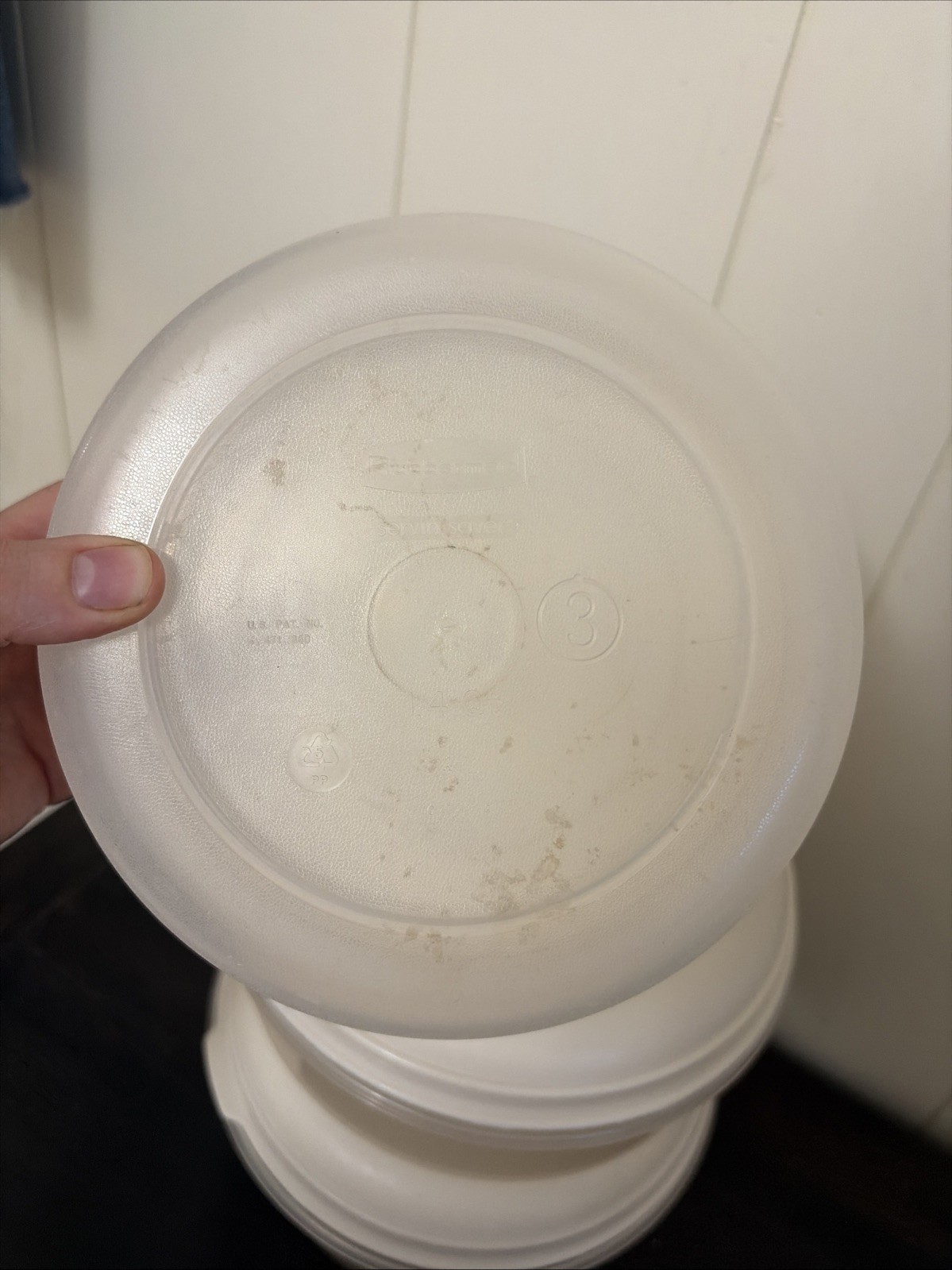 Vtg Large Rubbermaid Servin Saver Storage Container Round Set Of 3 Almond Lid