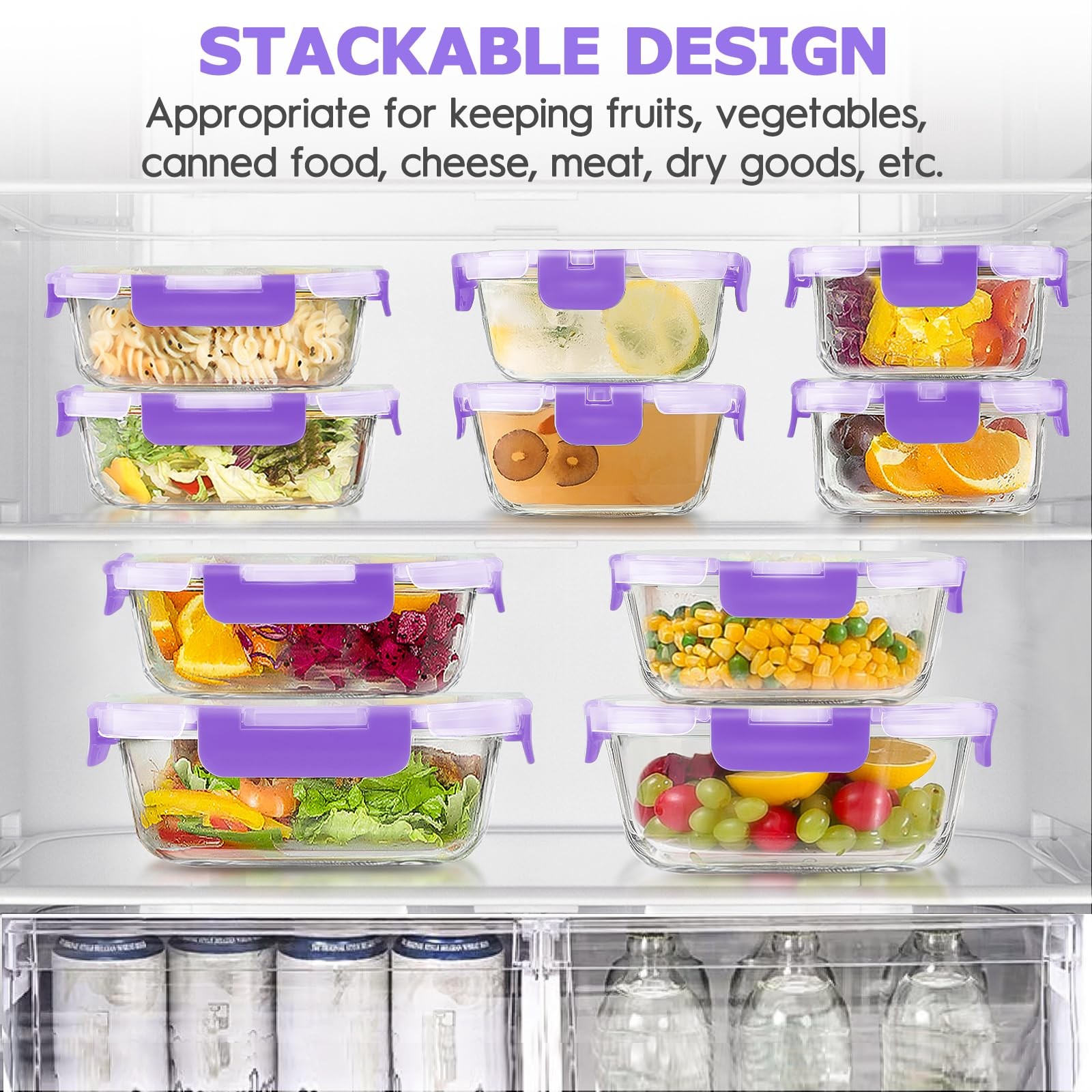 34pcs Glass Food Storage Containers with Lids Set, Airtight Glass Meal Prep Cont
