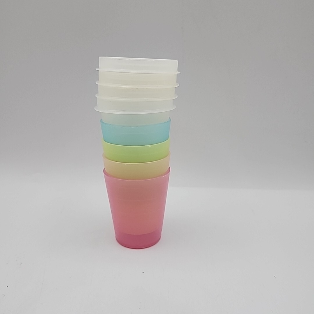 5 Vintage Tupperware Pastel Color Condiments Containers with 4 Lids #101
