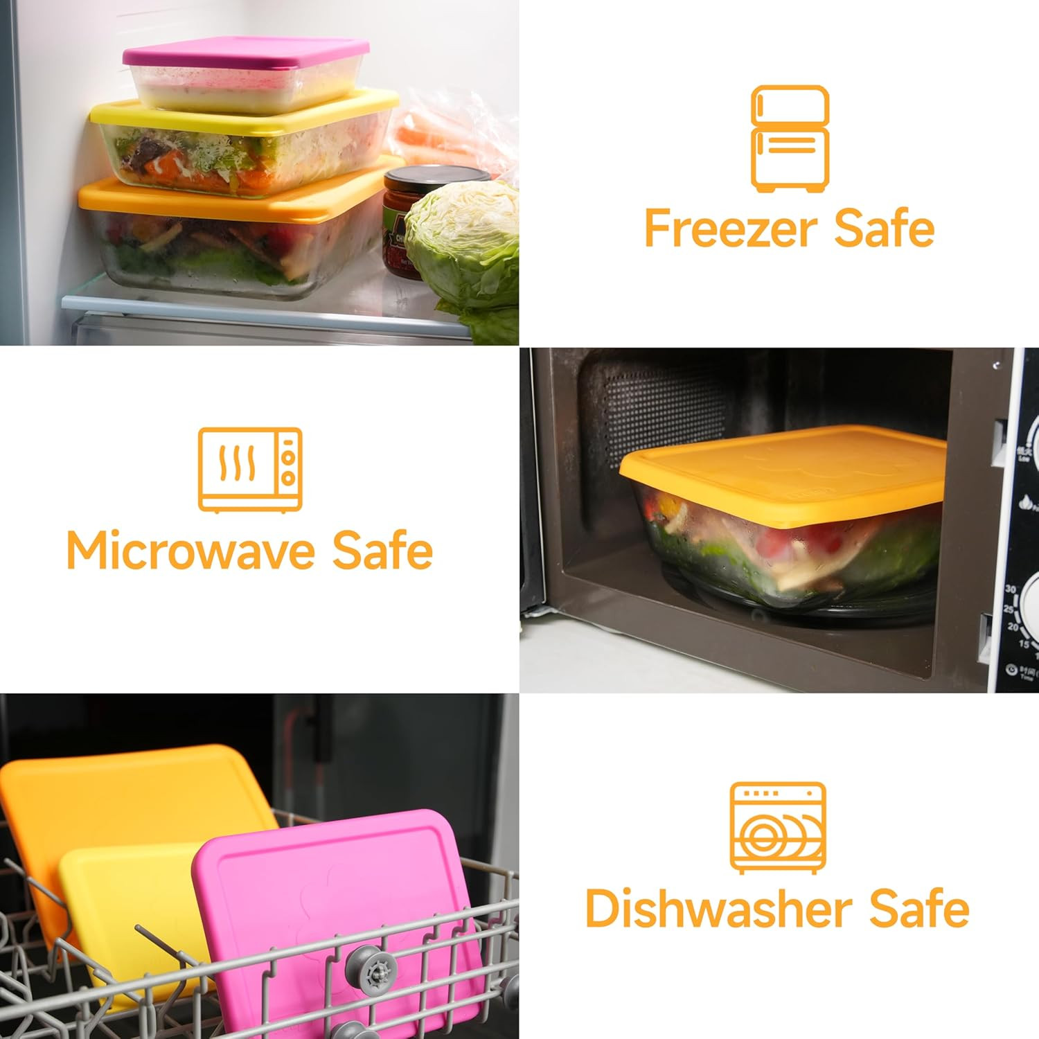 11 Cup Rectangle Silicone Storage Cover Lids Replacement for Pyrex 7212-PC Glass