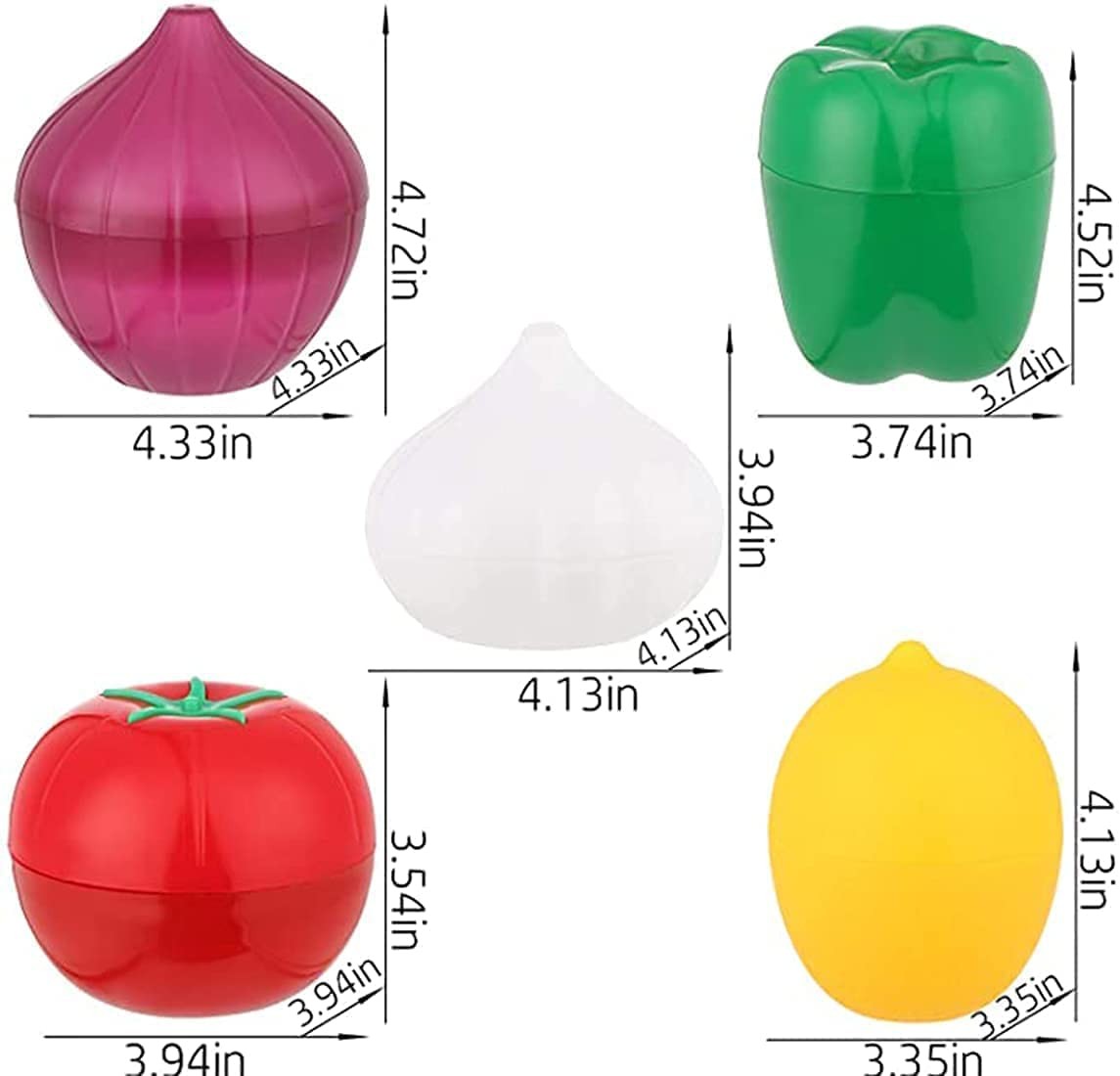 LICHMA 5pcs Plastic Vegetable Storage Box Lemon Onion Tomato Green 5Pcs