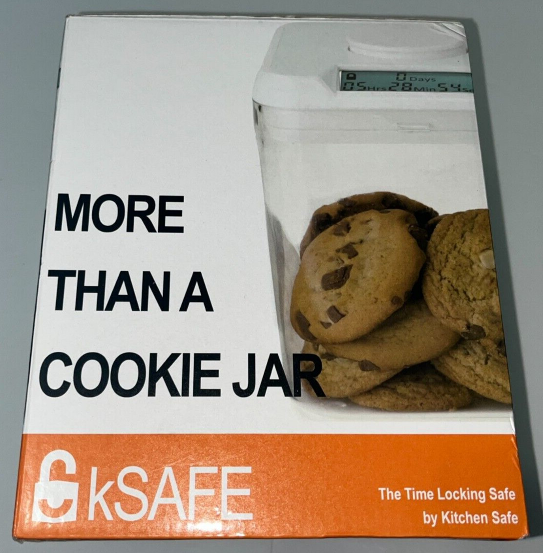 Original Kitchen Safe Time Locking Container White Lid Clear Base 3.5 qt 7.5″ ht