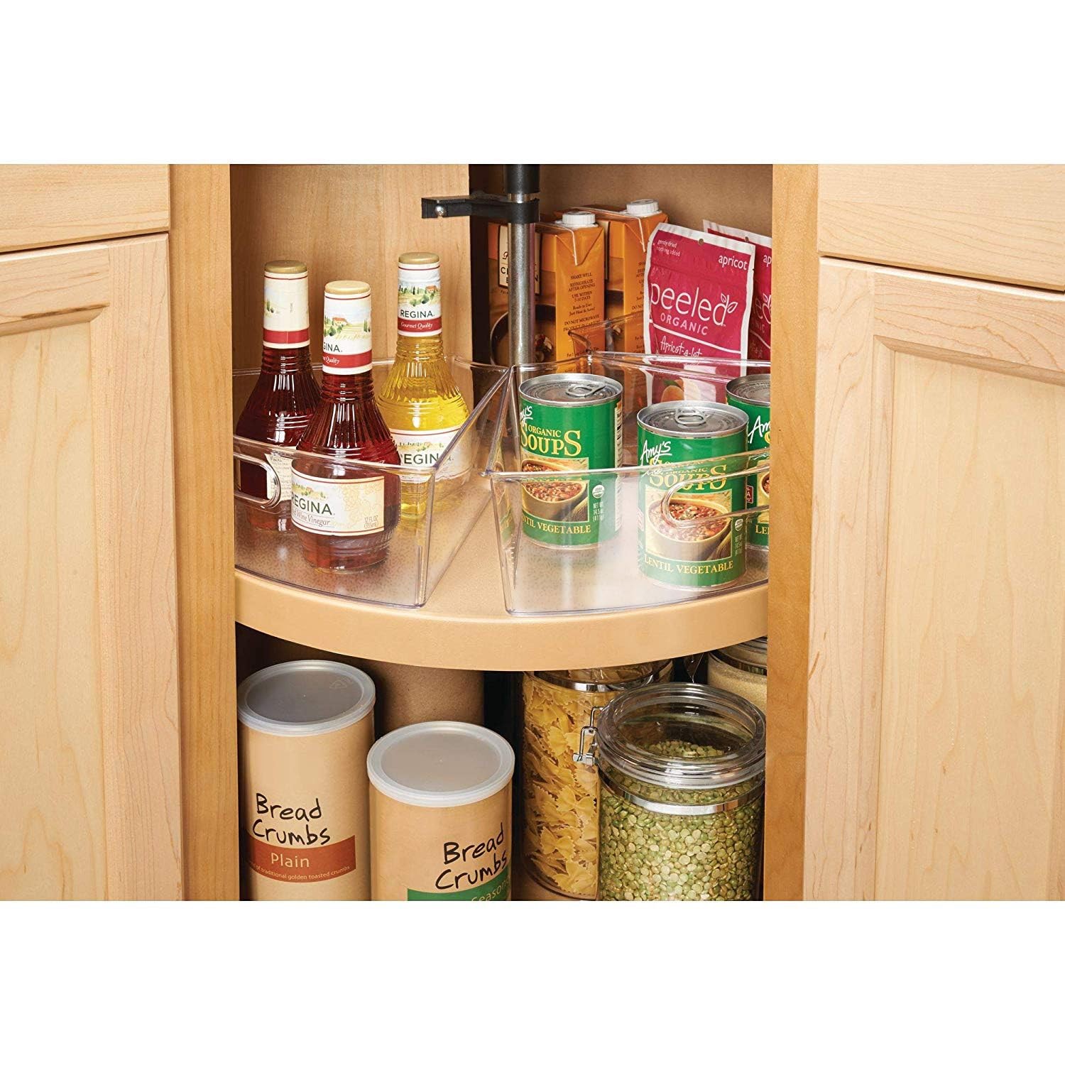 Oubonun Lazy Susan Organizers Set of 4 10.2”x 9.4”x 4” Plastic Transpar…
