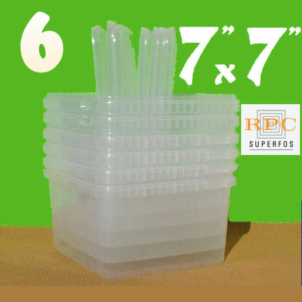 6 Superfos UniPak Clear Plastic Containers 4¼”x7¼”x7¼” + 6 Snap-On Lids