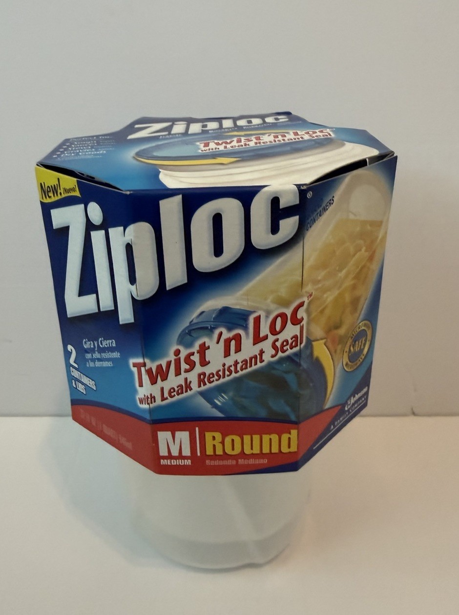 Ziploc Twist n Loc 32oz 1Qt Medium Round Food Storage 2pk NEW Leakproof