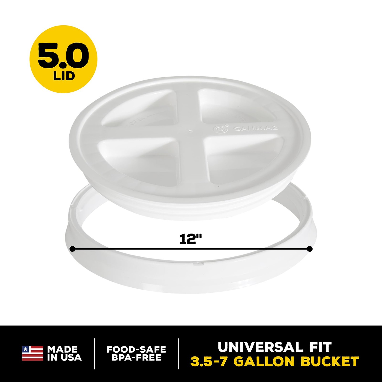 Gamma Seal Lid Utility Buckets Fits 3.5 5 6 7 Gallon White 4122E Gamma2
